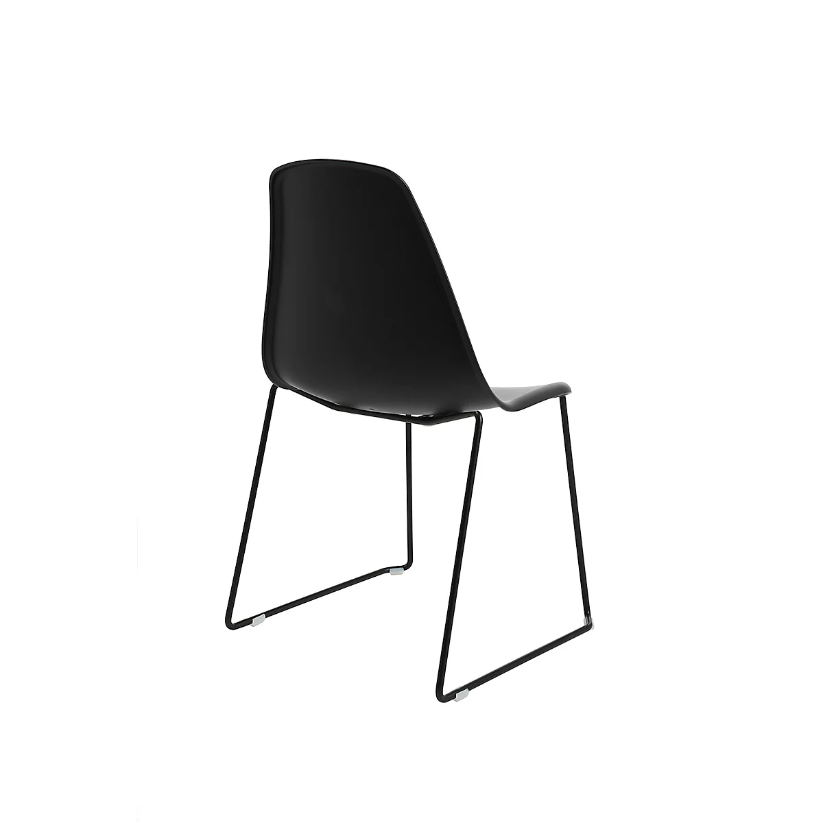 Schalenstuhl Topstar T2020, Kufengestell, ergonomische Sitzschale, stapelbar bis 4 Stück, Sitzhöhe 450 mm, 2er-Set, ohne Armlehnen, schwarz/schwarz