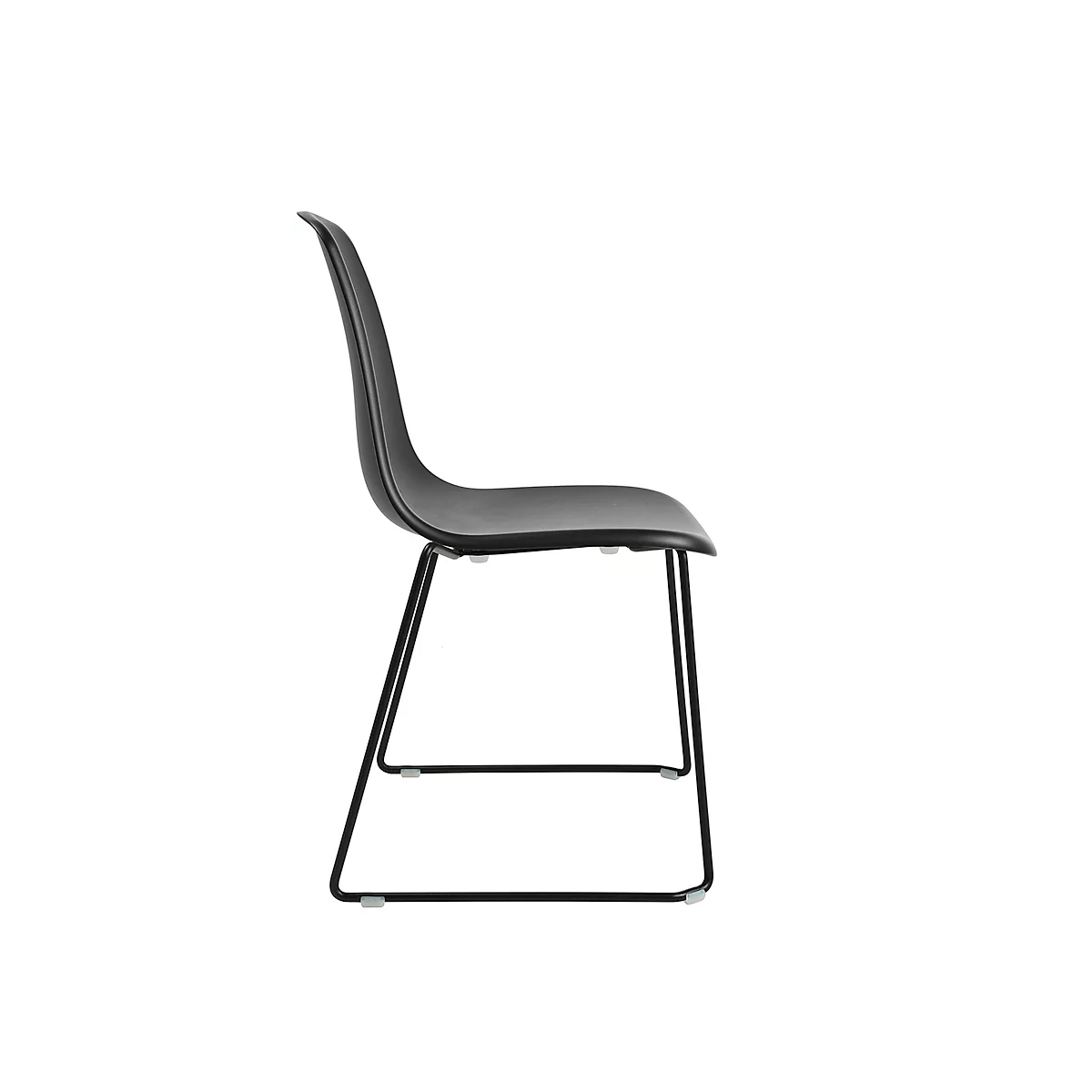 Schalenstuhl Topstar T2020, Kufengestell, ergonomische Sitzschale, stapelbar bis 4 Stück, Sitzhöhe 450 mm, 2er-Set, ohne Armlehnen, schwarz/schwarz