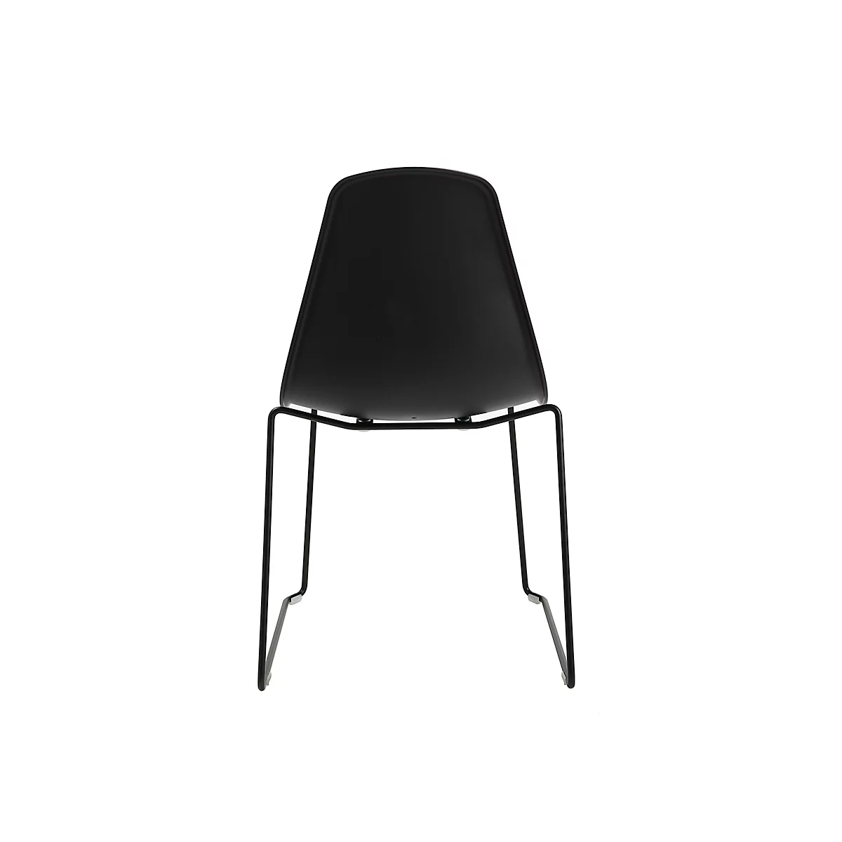 Schalenstuhl Topstar T2020, Kufengestell, ergonomische Sitzschale, stapelbar bis 4 Stück, Sitzhöhe 450 mm, 2er-Set, ohne Armlehnen, schwarz/schwarz