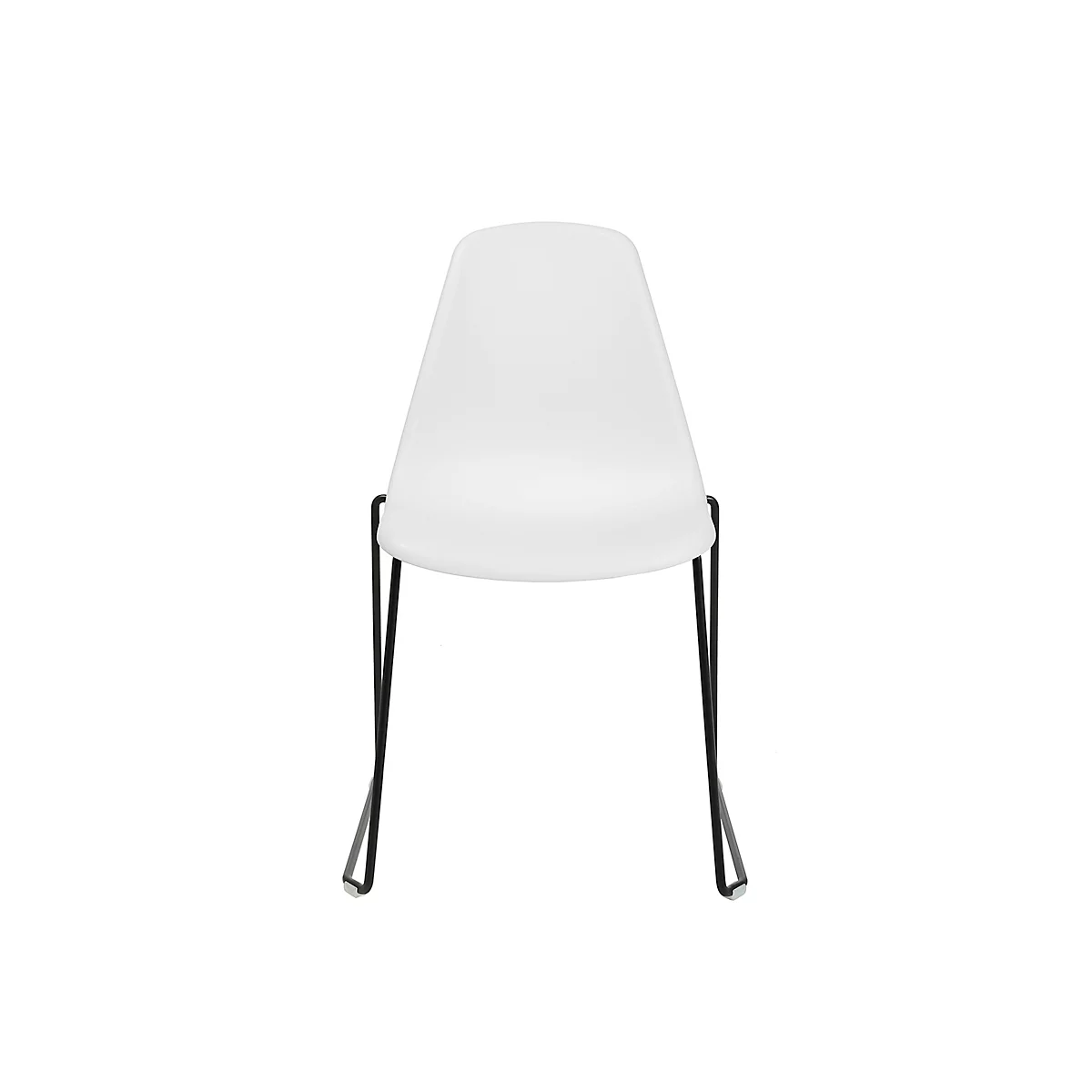 Schalenstuhl Topstar T2020, Kufengestell, ergonomische Sitzschale, stapelbar bis 4 Stück, Sitzhöhe 450 mm, 2er-Set, ohne Armlehnen, weiß/schwarz