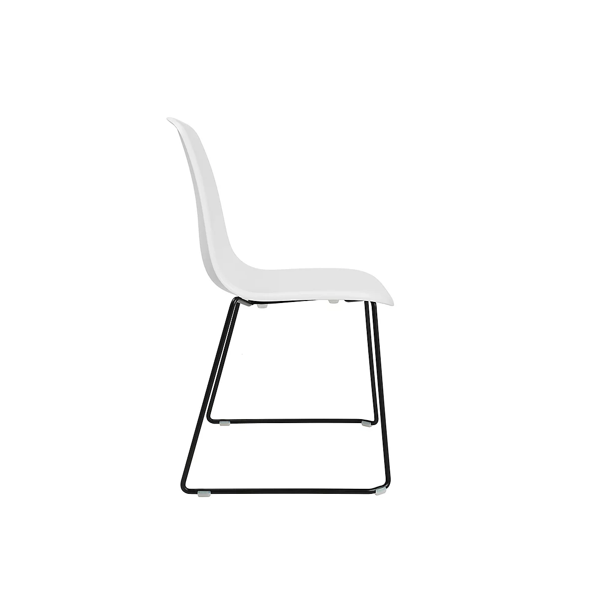 Schalenstuhl Topstar T2020, Kufengestell, ergonomische Sitzschale, stapelbar bis 4 Stück, Sitzhöhe 450 mm, 2er-Set, ohne Armlehnen, weiß/schwarz