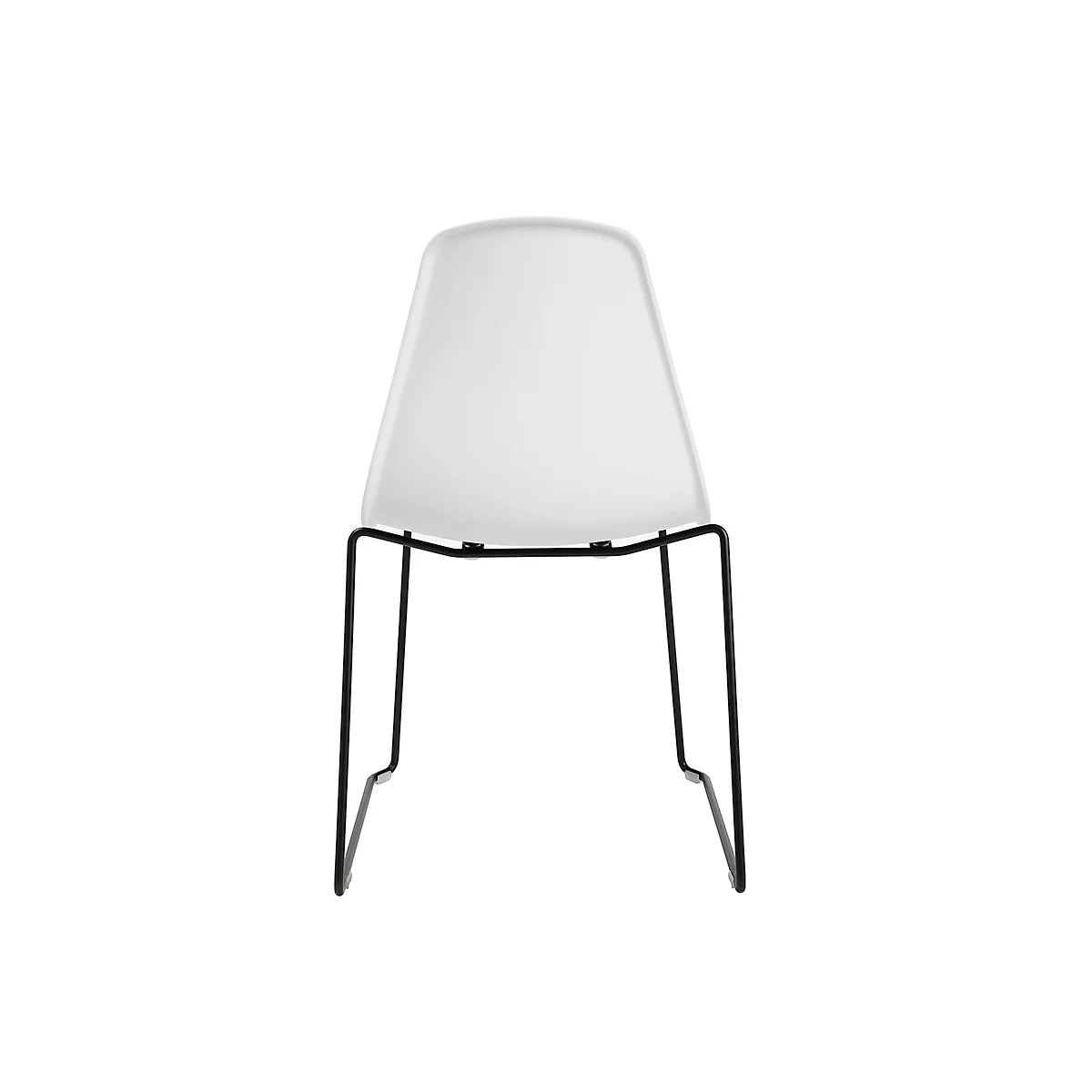 Schalenstuhl Topstar T2020, Kufengestell, ergonomische Sitzschale, stapelbar bis 4 Stück, Sitzhöhe 450 mm, 2er-Set, ohne Armlehnen, weiß/schwarz