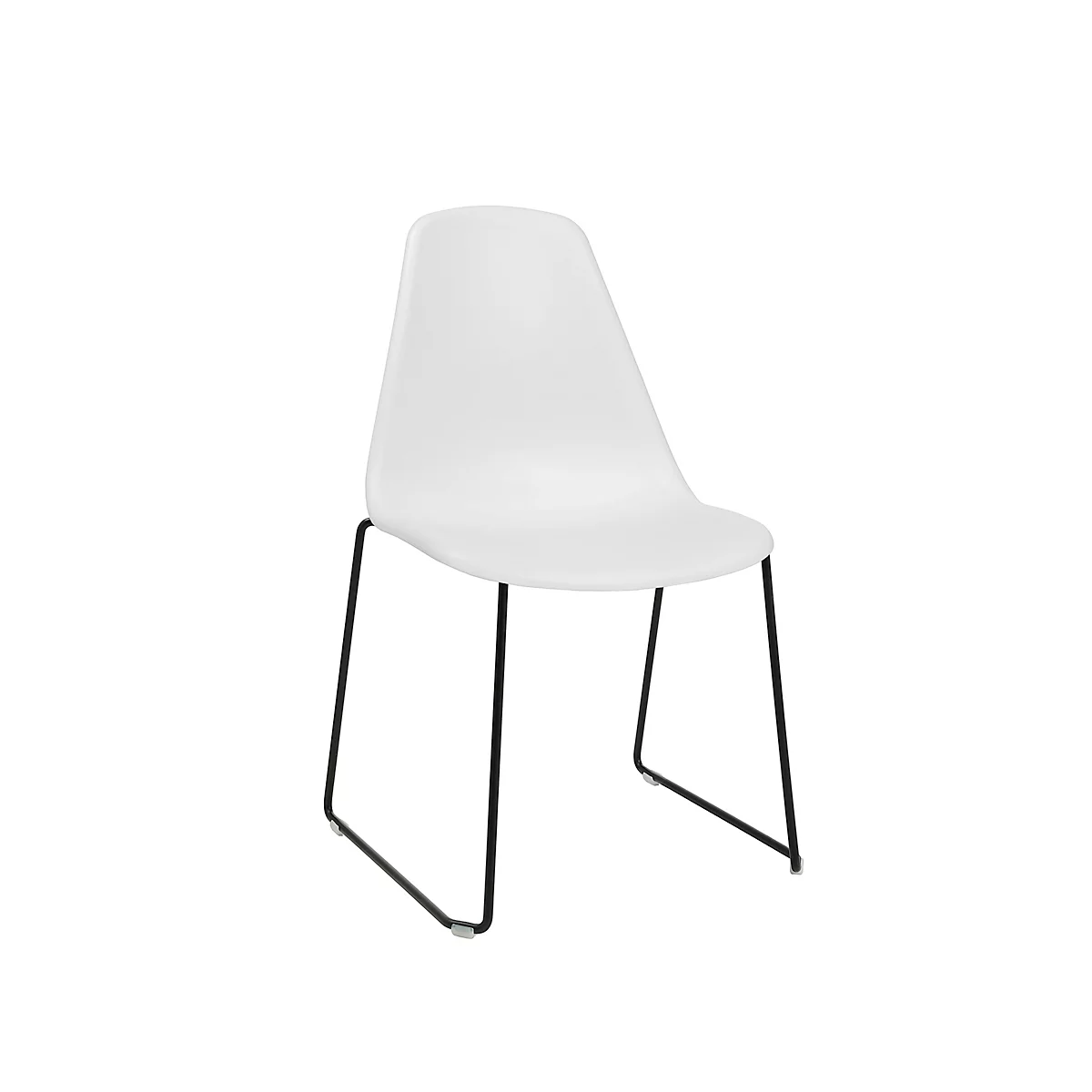 Schalenstuhl Topstar T2020, Kufengestell, ergonomische Sitzschale, stapelbar bis 4 Stück, Sitzhöhe 450 mm, 2er-Set, ohne Armlehnen, weiß/schwarz