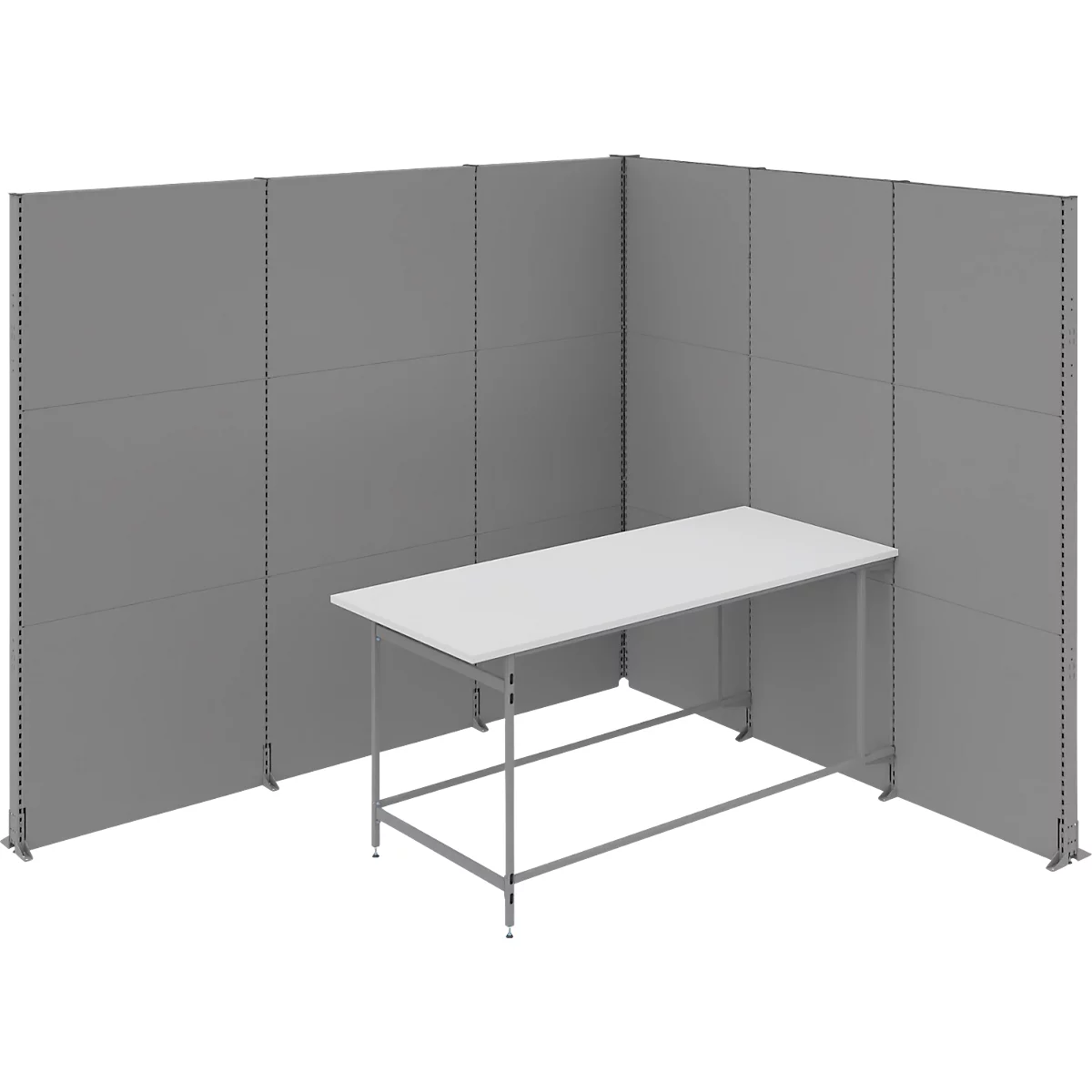 Schallschutz Stellwand System Otto Kind Meeting Point, 6 x 1-seitige Akustikwände & 1 Tisch mit B 2500 mm, Gesamtmaße B 3630 x T 3130 x H 2960 mm