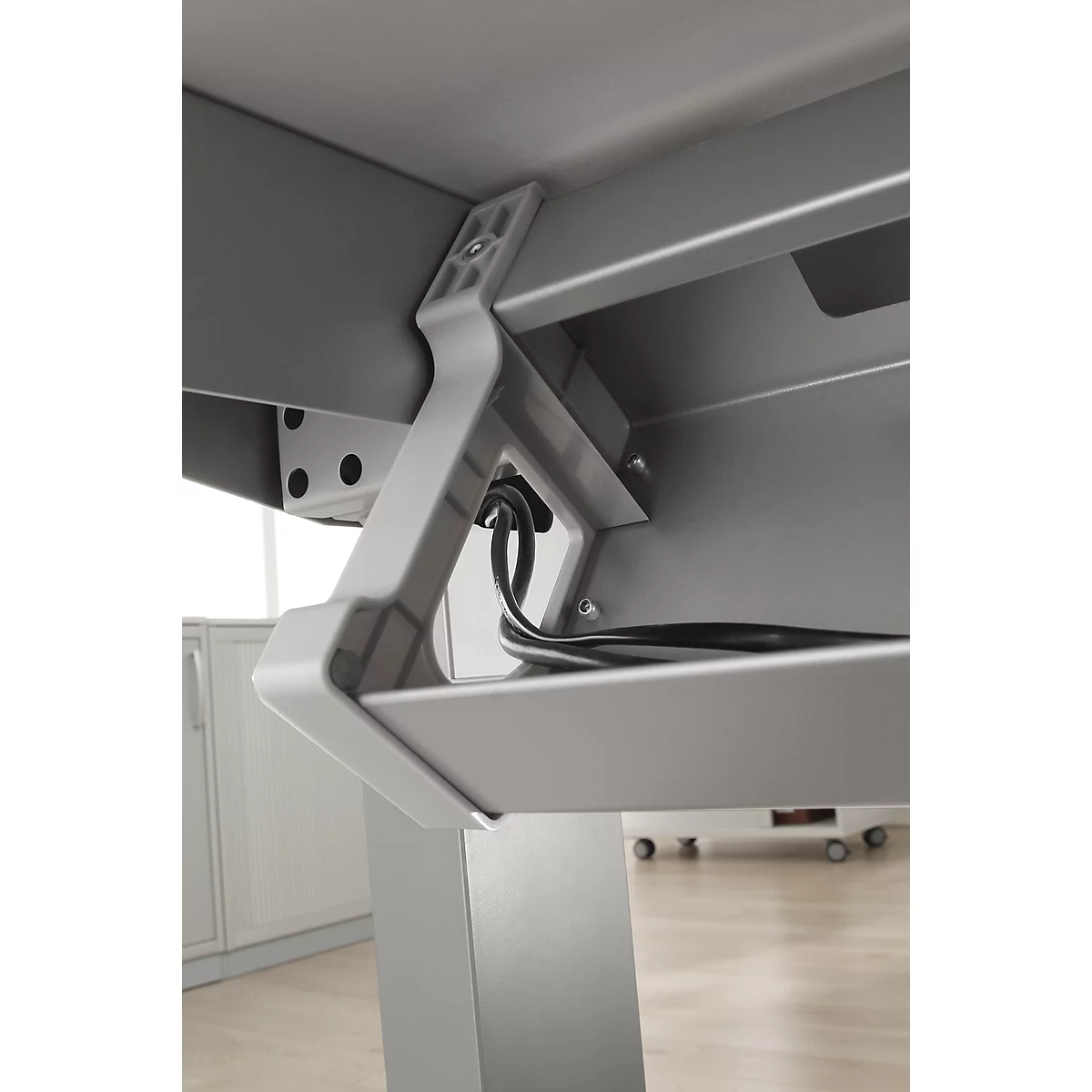 Schfer Shop Select Bandeja portacables de acero, 1200 mm, aluminio brillante, para mesas a partir de 1600 mm de ancho