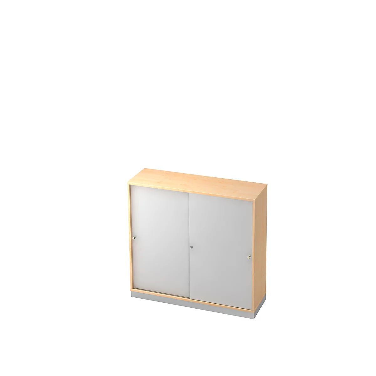 Schiebetürenschrank, 3 OH, B 1200 x T 400 mm, Ahorn-Dekor/silber