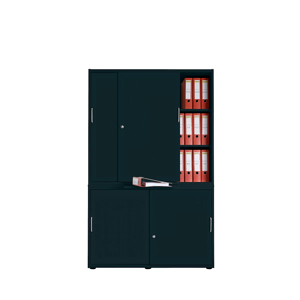 Schiebetürenschrank, Akustikfront, B 1200 mm, 5 OH, graphit