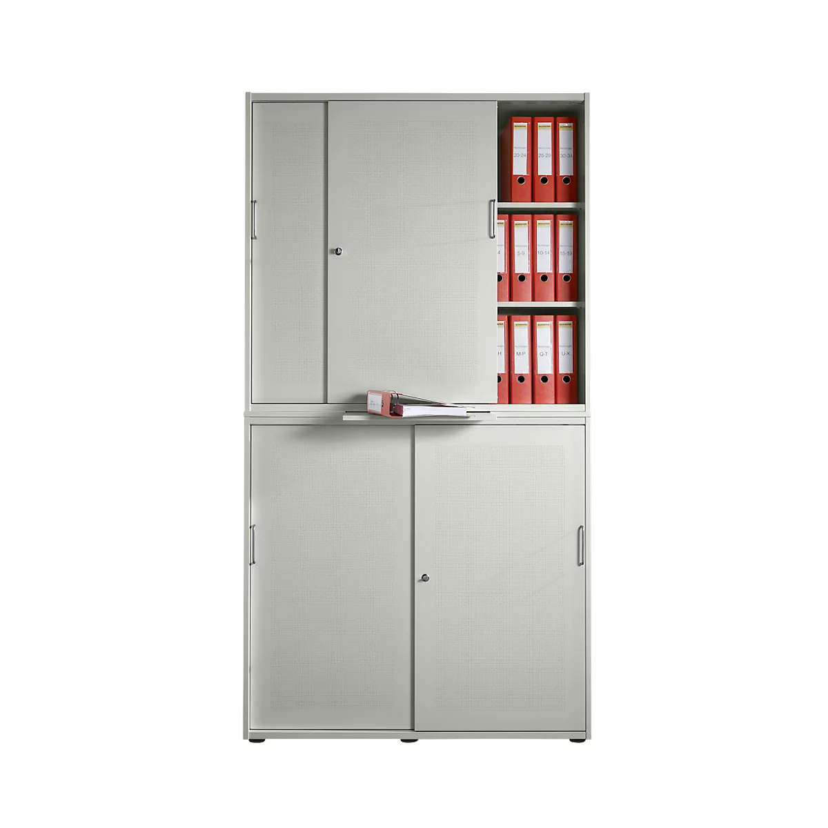 Schiebetürenschrank, Akustikfront, B 1200 mm, 6 OH, silber