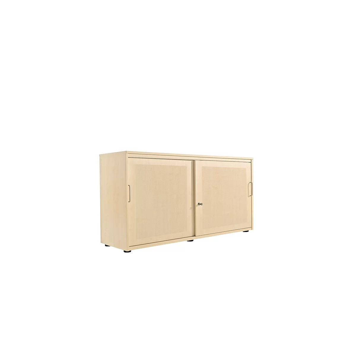 Schiebetürenschrank, Akustikfront, B 1350 mm, 2 OH, Ahorn-Dekor