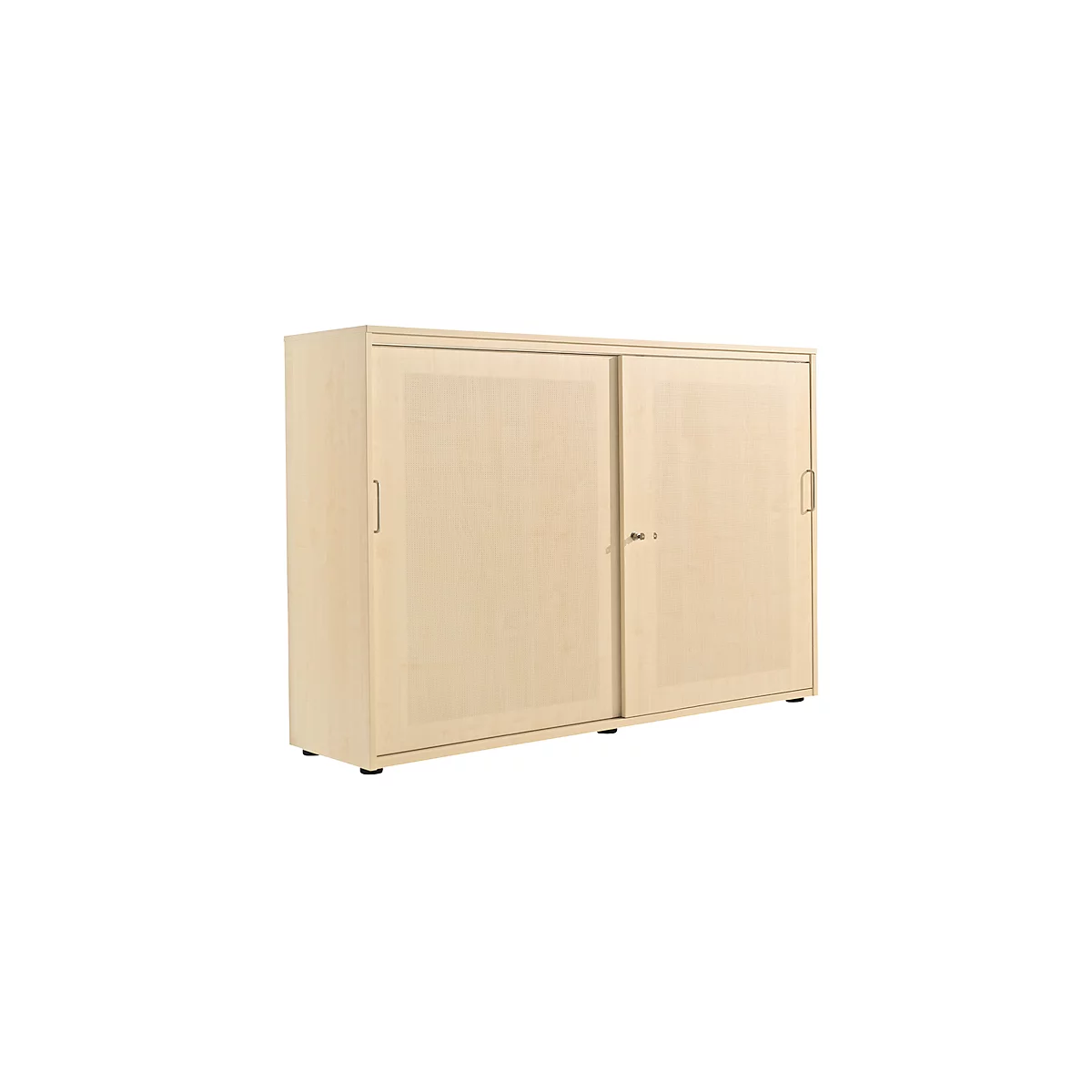 Schiebetürenschrank, Akustikfront, B 1600 mm, 3 OH, Ahorn-Dekor