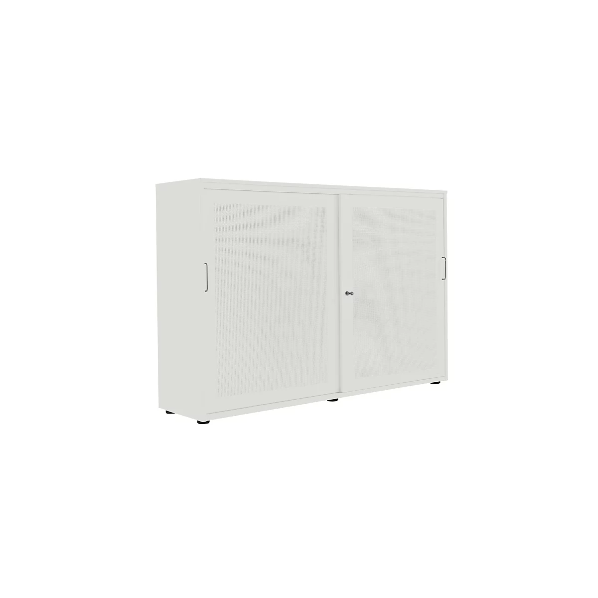 Schiebetürenschrank, Akustikfront, B 1600 mm, 3 OH, lichtgrau