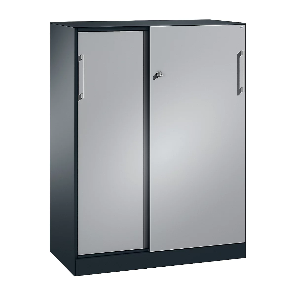 Schiebetürenschrank ASISTO C 3000, 3 Ordnerhöhen, mit Abdeckplatte, Breite 1000 mm, anthrazit/alusilber