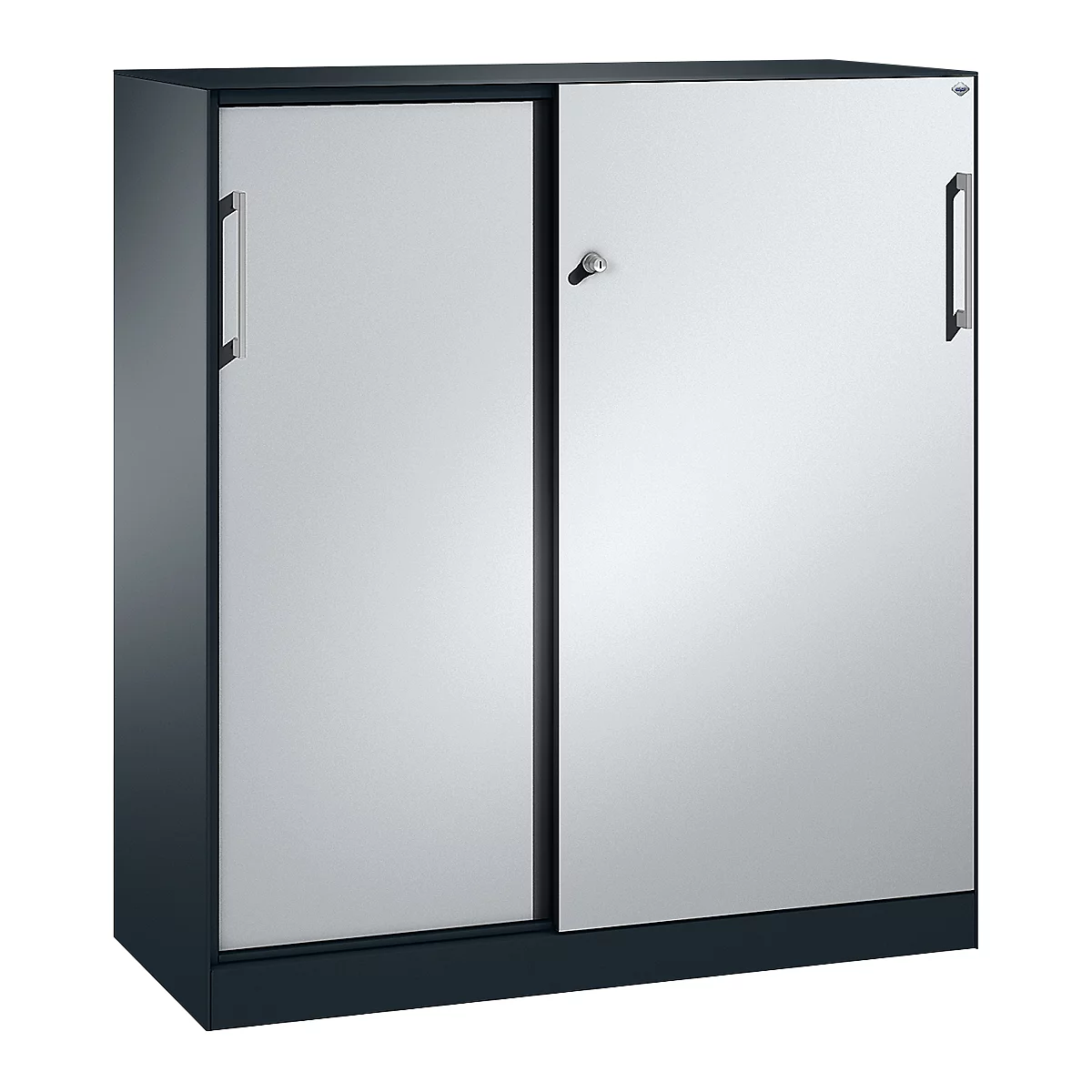 Schiebetürenschrank ASISTO C 3000, 3 Ordnerhöhen, mit Abdeckplatte, Breite 1200 mm, anthrazit/alusilber