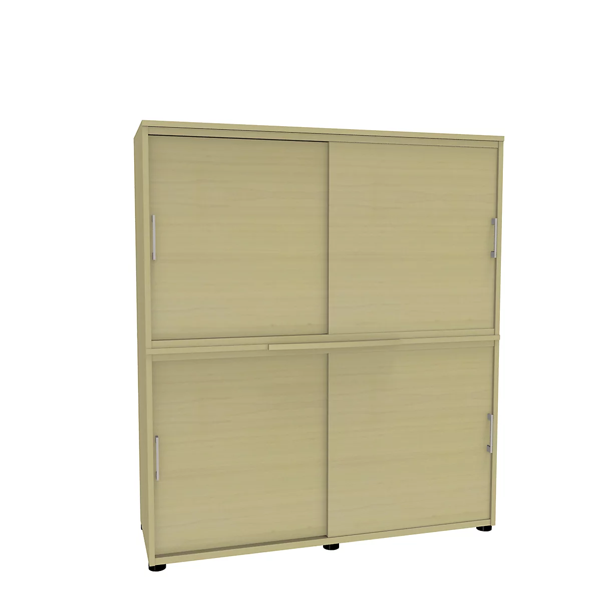 Schiebetürenschrank, B 1350 mm, 4 OH, Ahorn-Dekor