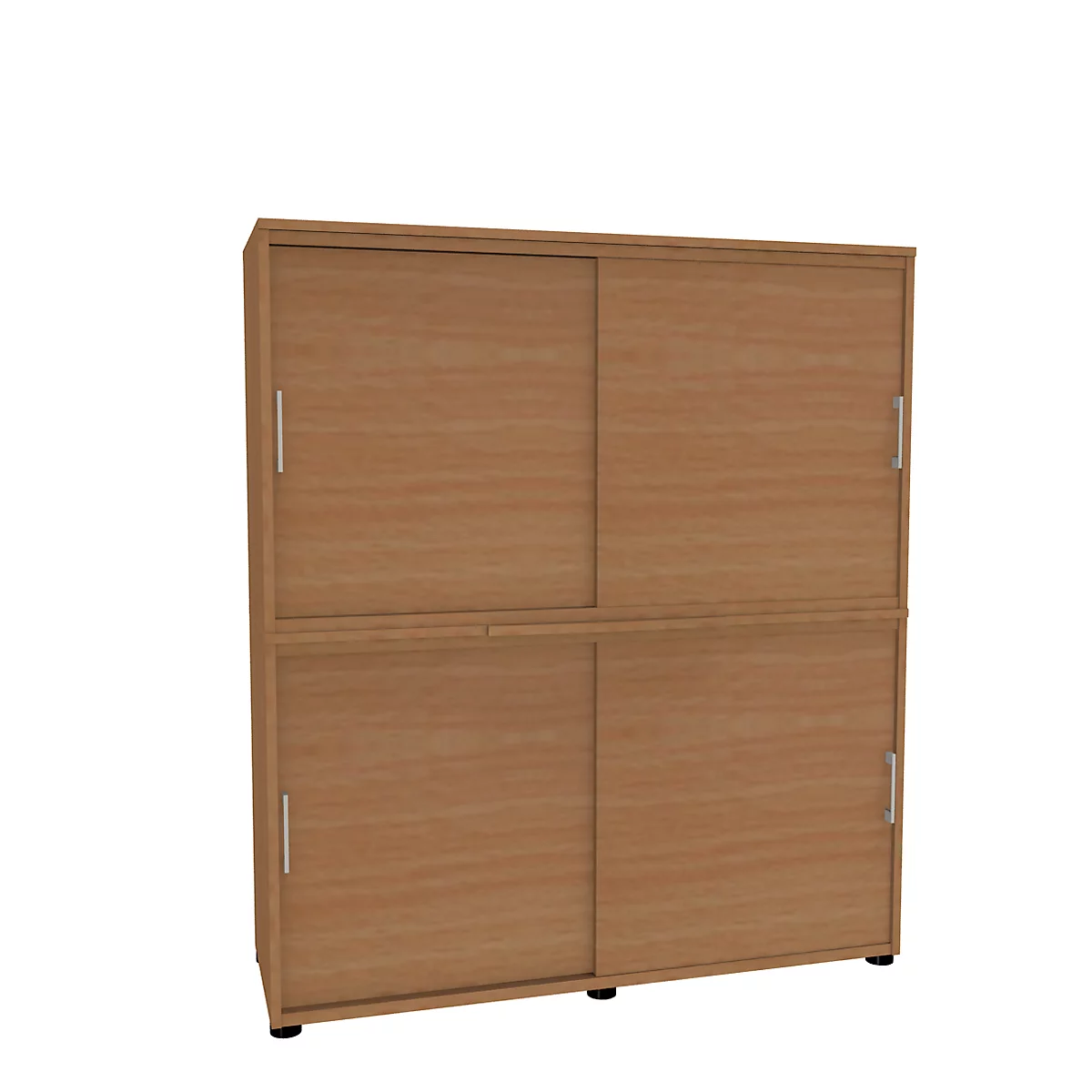 Schiebetürenschrank, B 1350 mm, 4 OH, Buche-Dekor