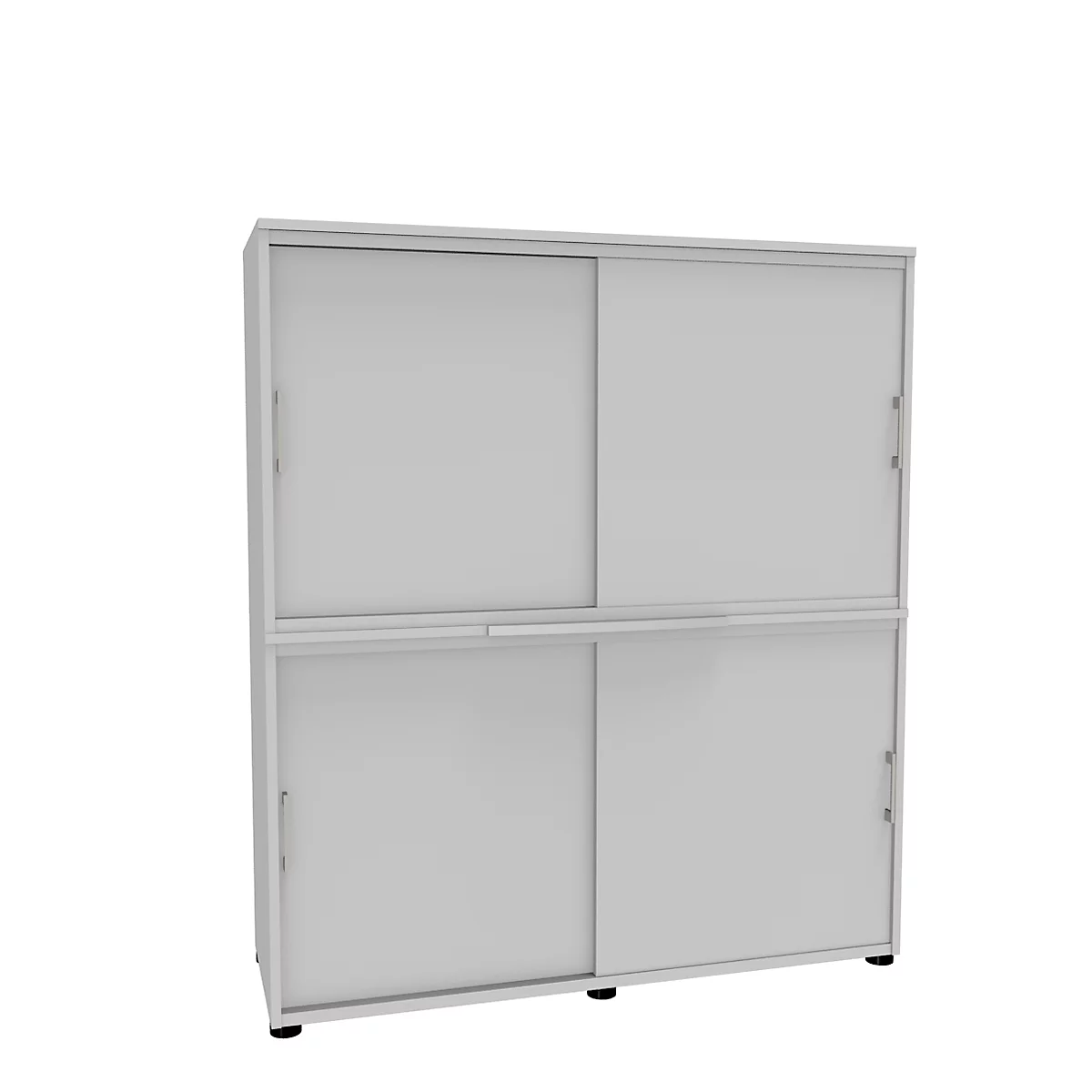 Schiebetürenschrank, B 1350 mm, 4 OH, weiß