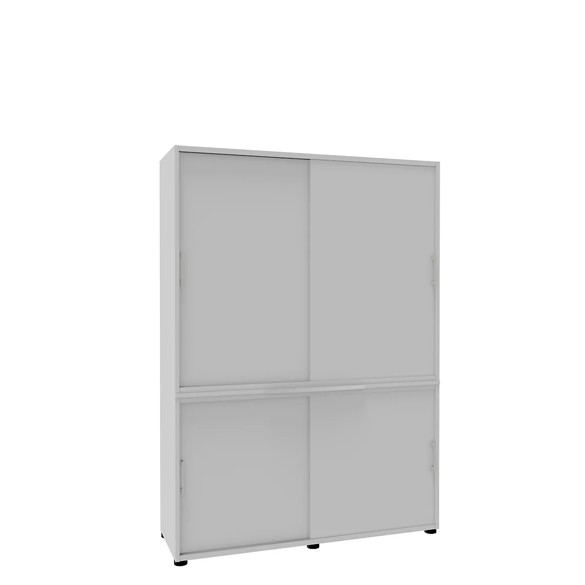 Schiebetürenschrank, B 1350 mm, 5 OH, weiß