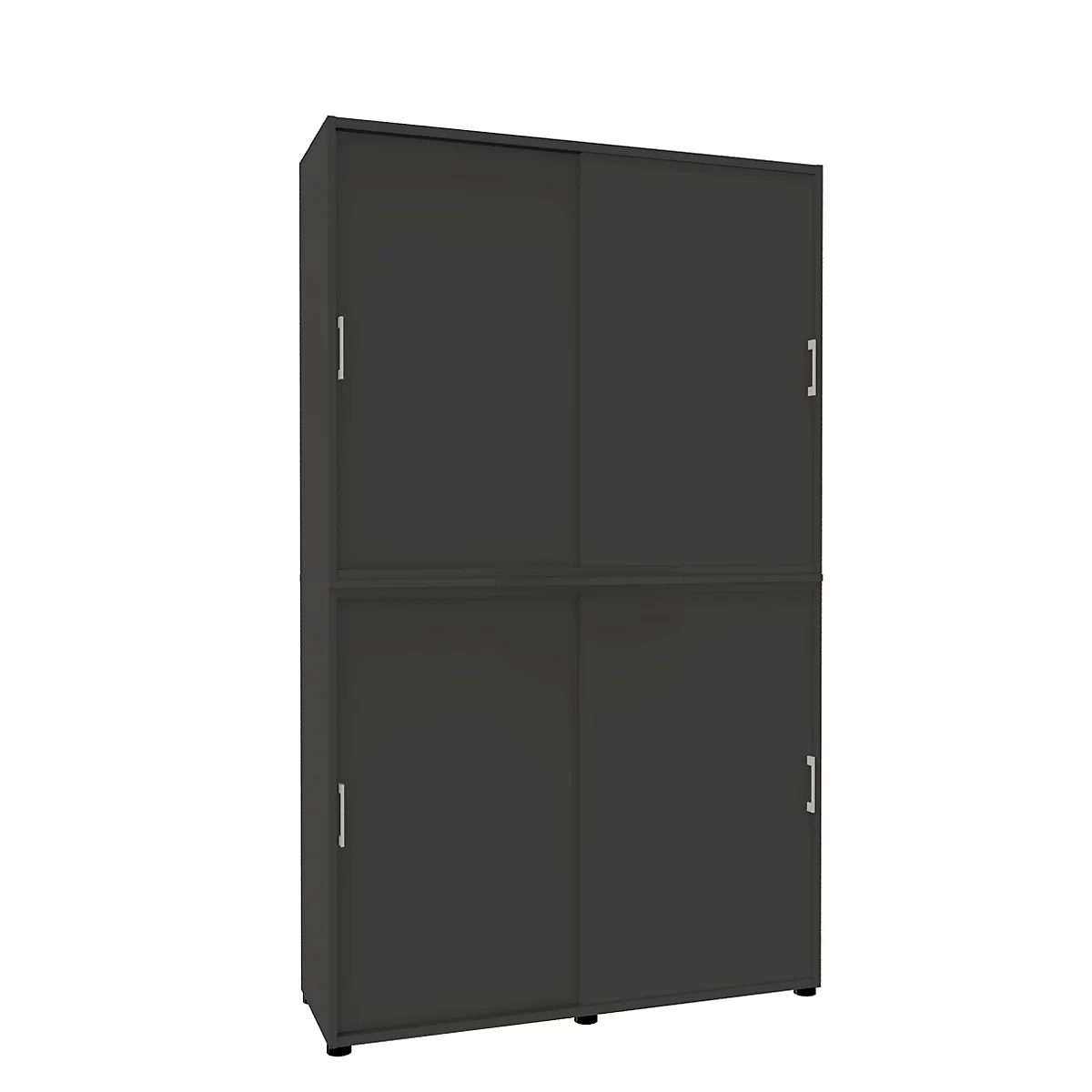 Schiebetürenschrank, B 1350 mm, 6 OH, graphit