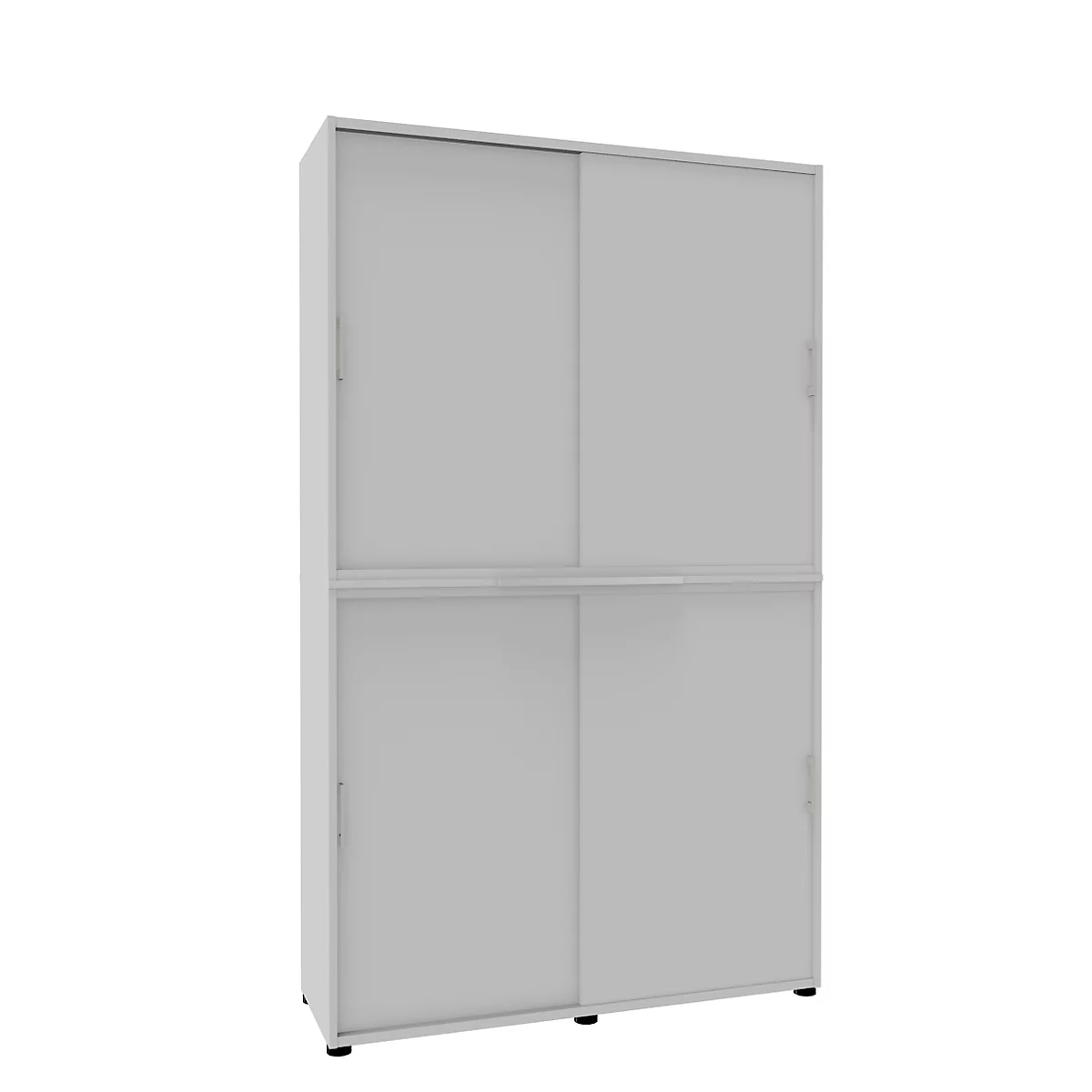 Schiebetürenschrank, B 1350 mm, 6 OH, weiß