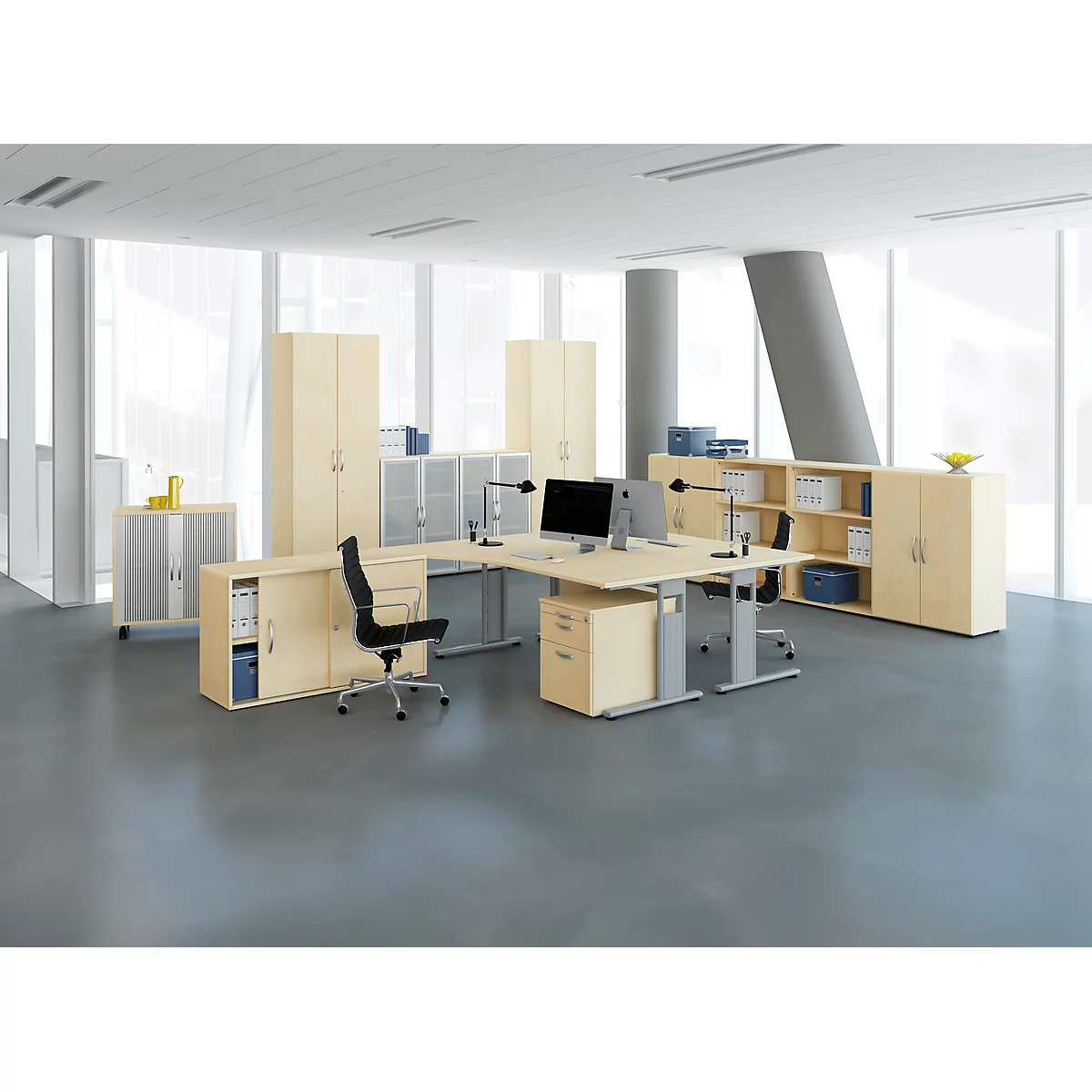Schiebetürenschrank PALENQUE, 2 OH, B 800 x T 400 x H 752 mm, Ahorn-Dekor