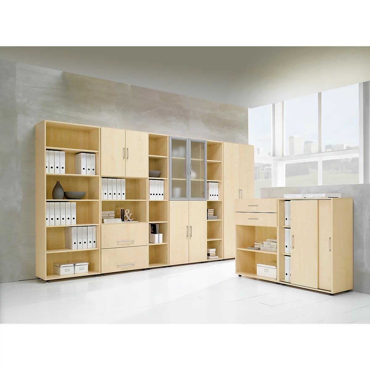 Schiebetürenschrank PALENQUE, 3 OH, B 800 x T 400 x H 1104 mm, Ahorn