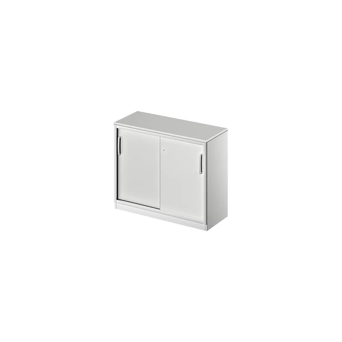 Schiebetürenschrank TETRIS SOLID, 2 OH, B 1000 mm, inkl. 19 mm Abdeckplatte, lichtgrau/weißalu