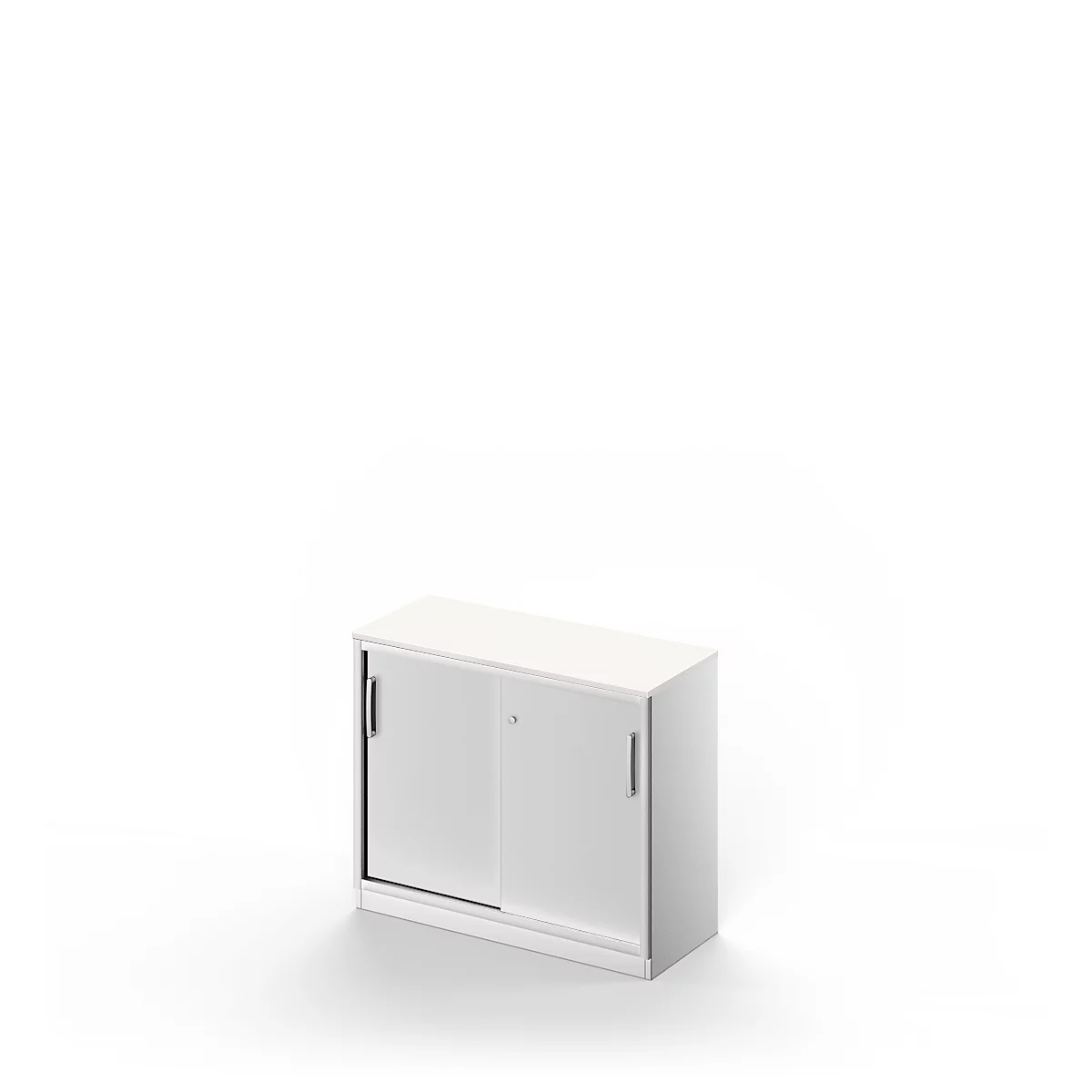 Schiebetürenschrank TETRIS SOLID, 2 OH, B 1000 mm, inkl. 19 mm Abdeckplatte, weiß/weißalu