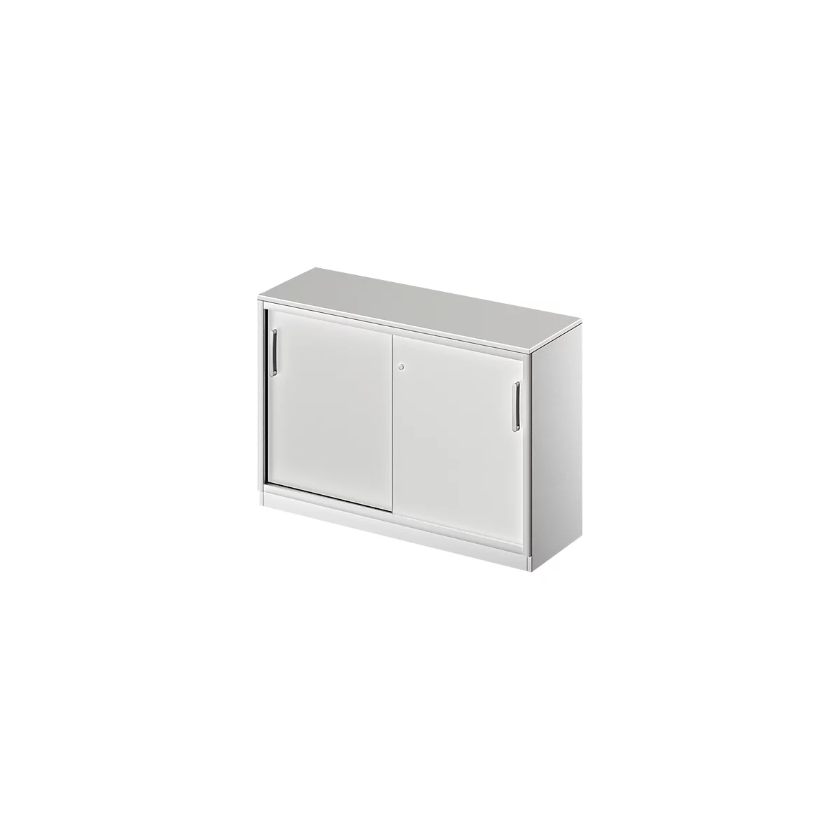 Schiebetürenschrank TETRIS SOLID, 2 OH, B 1200 mm, inkl. 19 mm Abdeckplatte, lichtgrau/weißalu