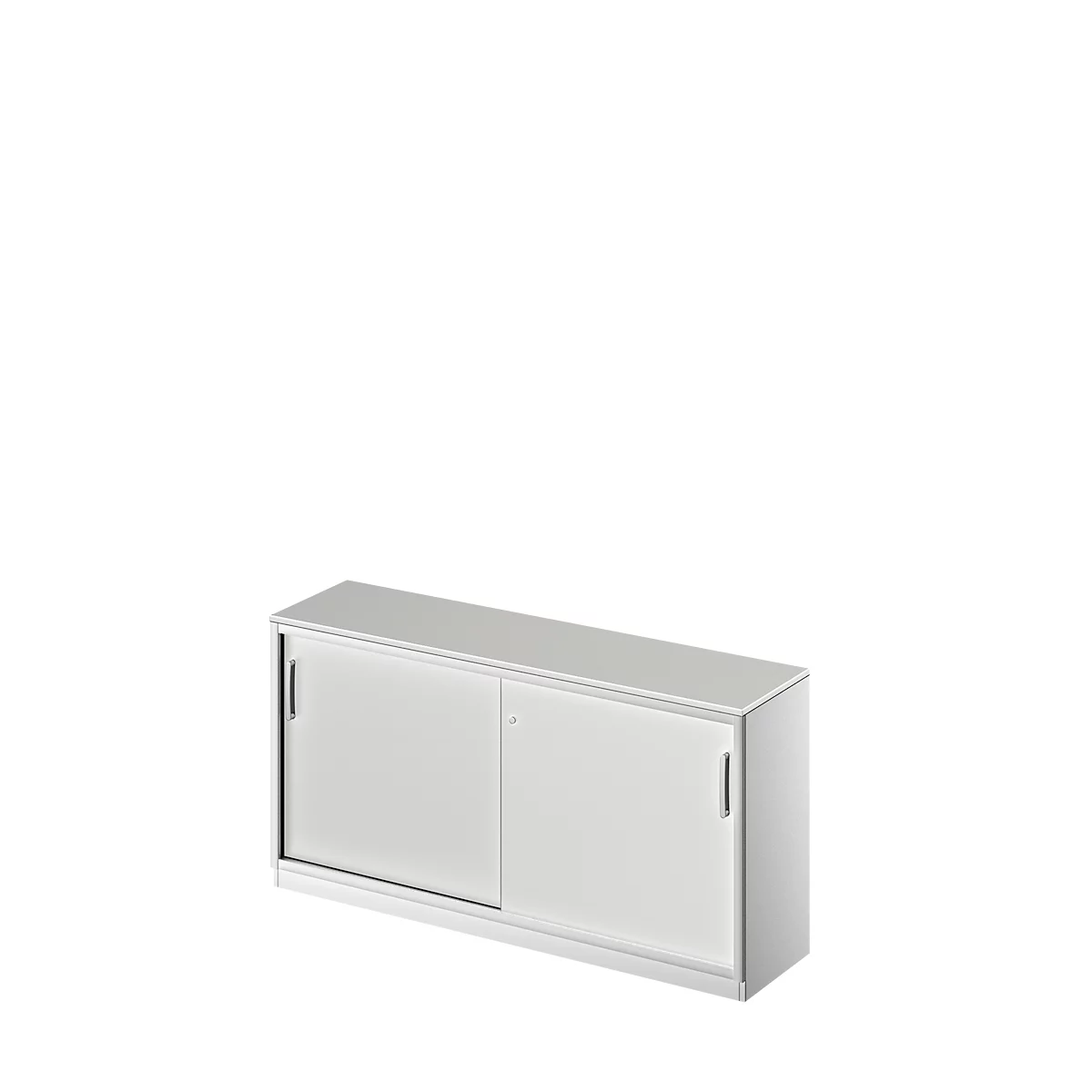 Schiebetürenschrank TETRIS SOLID, 2 OH, B 1600 mm, inkl. 19 mm Abdeckplatte, lichtgrau/weißalu