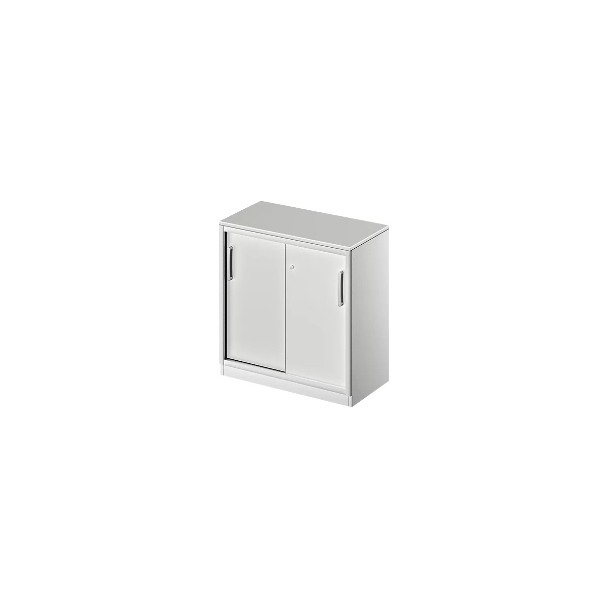 Schiebetürenschrank TETRIS SOLID, 2 OH, B 800 mm, inkl. 19 mm Abdeckplatte, lichtgrau/weißalu