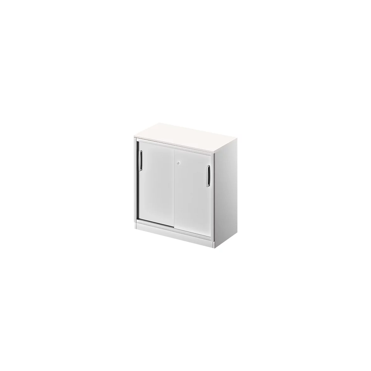Schiebetürenschrank TETRIS SOLID, 2 OH, B 800 mm, inkl. 19 mm Abdeckplatte, weiß/weißalu