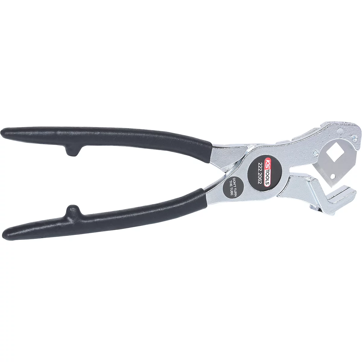 Zange mit schwarzen Griffen und silbernen Metallteilen. Auf der Zange ist "KS TOOLS" und eine Artikelnummer abgebildet.