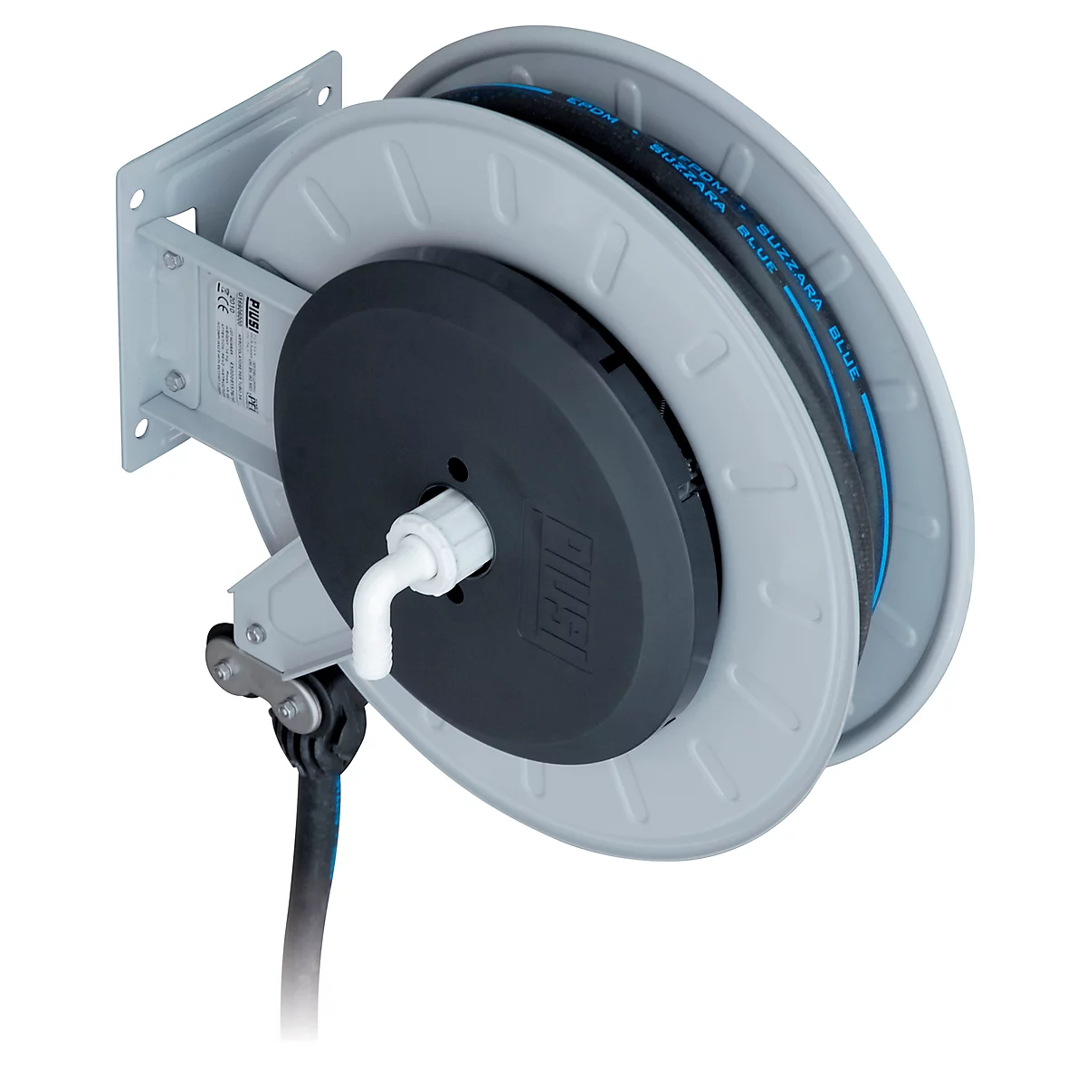 Schlauchaufroller CEMO, Stahlblech, lackiert, für AdBlue® und Wasser, offen, max. 10 bar, Schlauchlänge 8m, Ø 19 mm