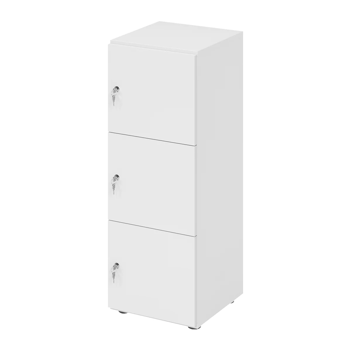 Schließfachschrank Topas Line, 3 Ordnerhöhen, 3 Fächer, Zylinderschloss, B 400 x T 420 x H 1100 mm, weiß/weiß