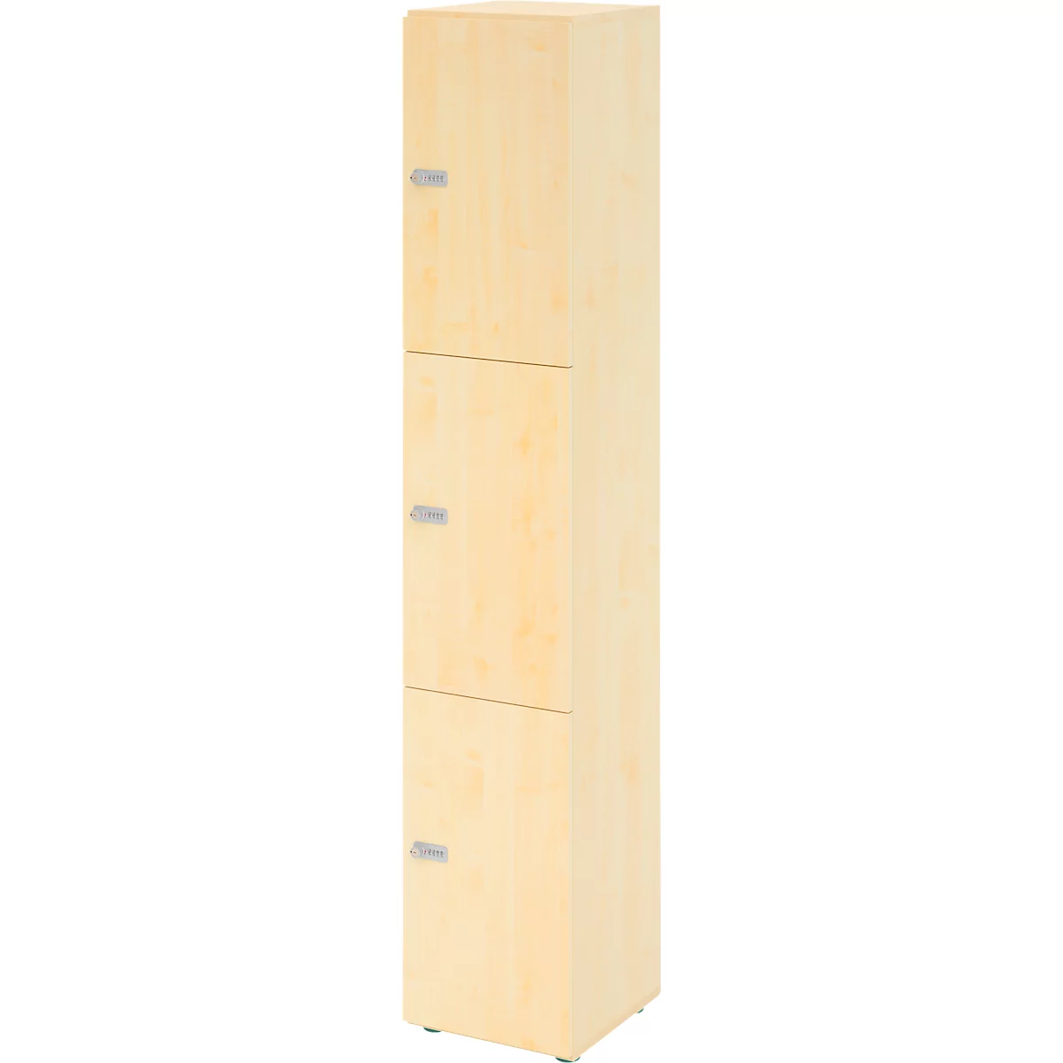 Schließfachschrank Topas Line, 6 Ordnerhöhen, 3 Fächer, Zahlenschloss, B 400 x T 420 x H 2156 mm, Ahorn/Ahorn