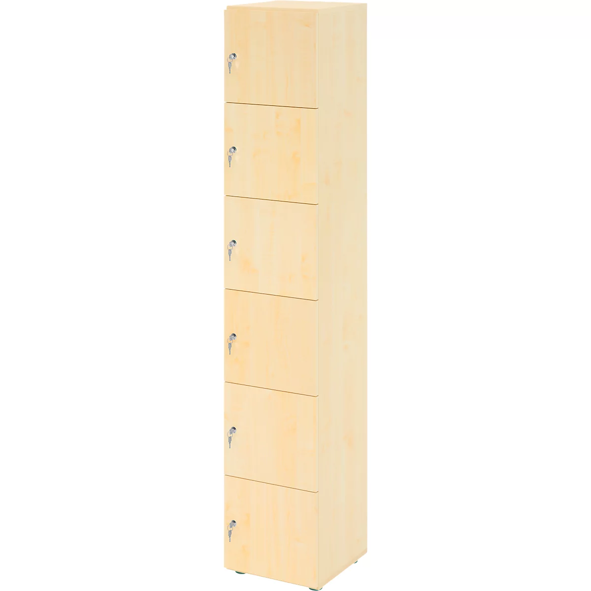 Schließfachschrank Topas Line, 6 Ordnerhöhen, 6 Fächer, Zylinderschloss, B 400 x T 420 x H 2156 mm, Ahorn/Ahorn