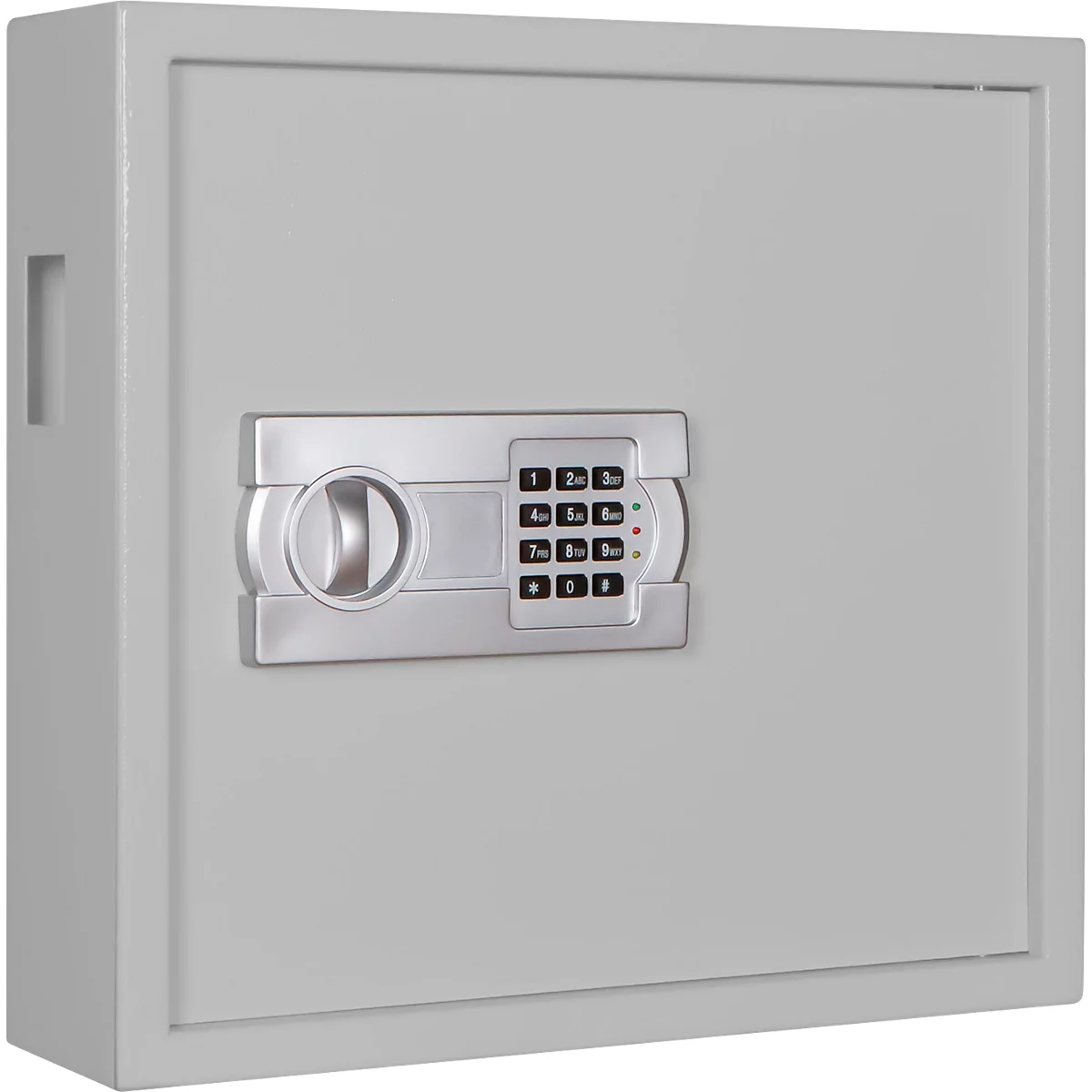 Schlüsselschrank SLE 80, für die Wandmontage, 80 Haken, mit Einwurfschlitz, Türanschlag rechts, Elektronikschloss mit Batterien, inkl. Verankerungsmaterial, B 460 x T 130 x H 430 mm, Stahlblech, lichtgrau RAL 7035