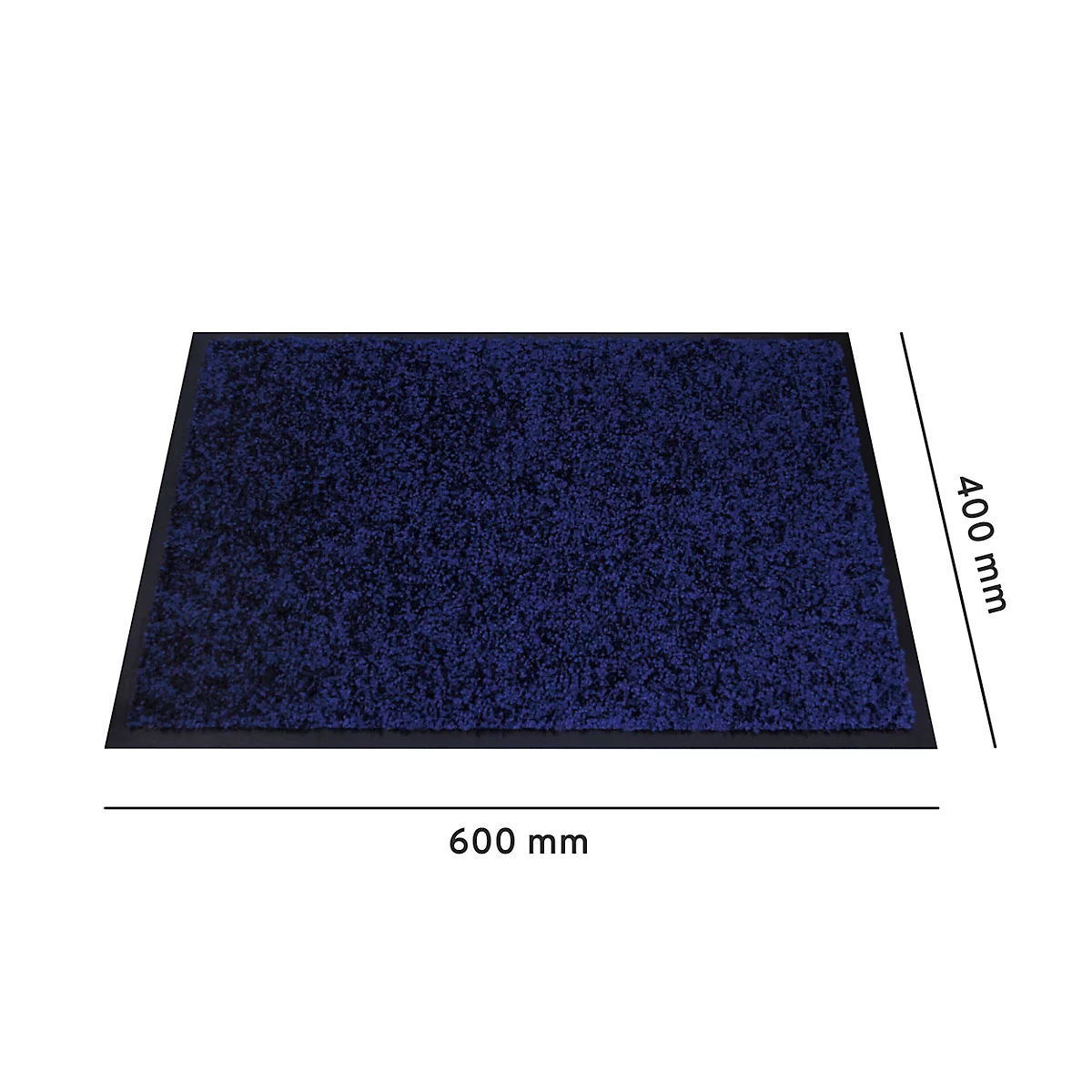 Dunkelblauer Teppich, rechteckig, Maße: 600 x 400 mm, auf weißem Hintergrund.
