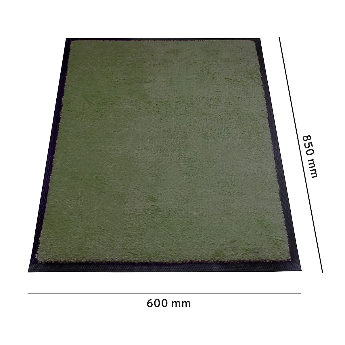 Ein grünes rechteckiges Golf-Abschlagpad mit schwarzen Rändern. Maße: 600 x 850 mm.