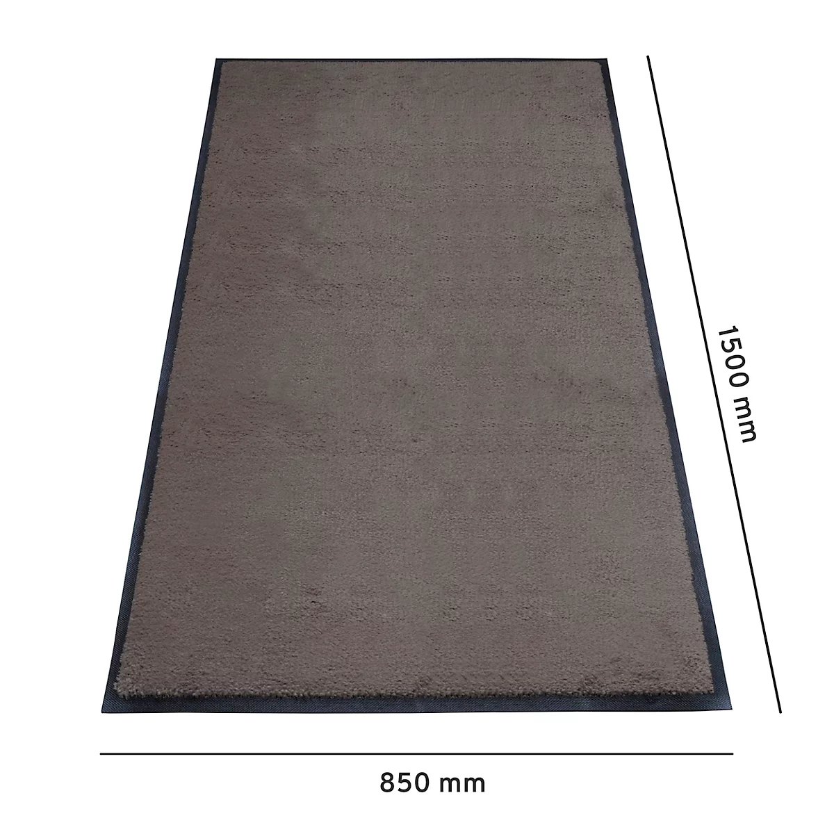 Schmutzfangmatte miltex Eazycare Style, eckig, antistatisch, UV-beständig, waschbar, High-Twist-Nylon & Niltrilgummi, 850 x 1500 mm, graubraun