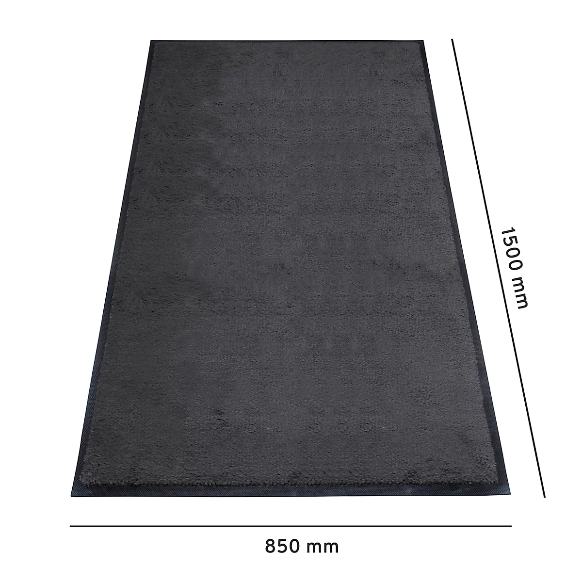 Schmutzfangmatte miltex Eazycare Style, eckig, antistatisch, UV-beständig, waschbar, High-Twist-Nylon & Niltrilgummi, 850 x 1500 mm, schwarzgrau