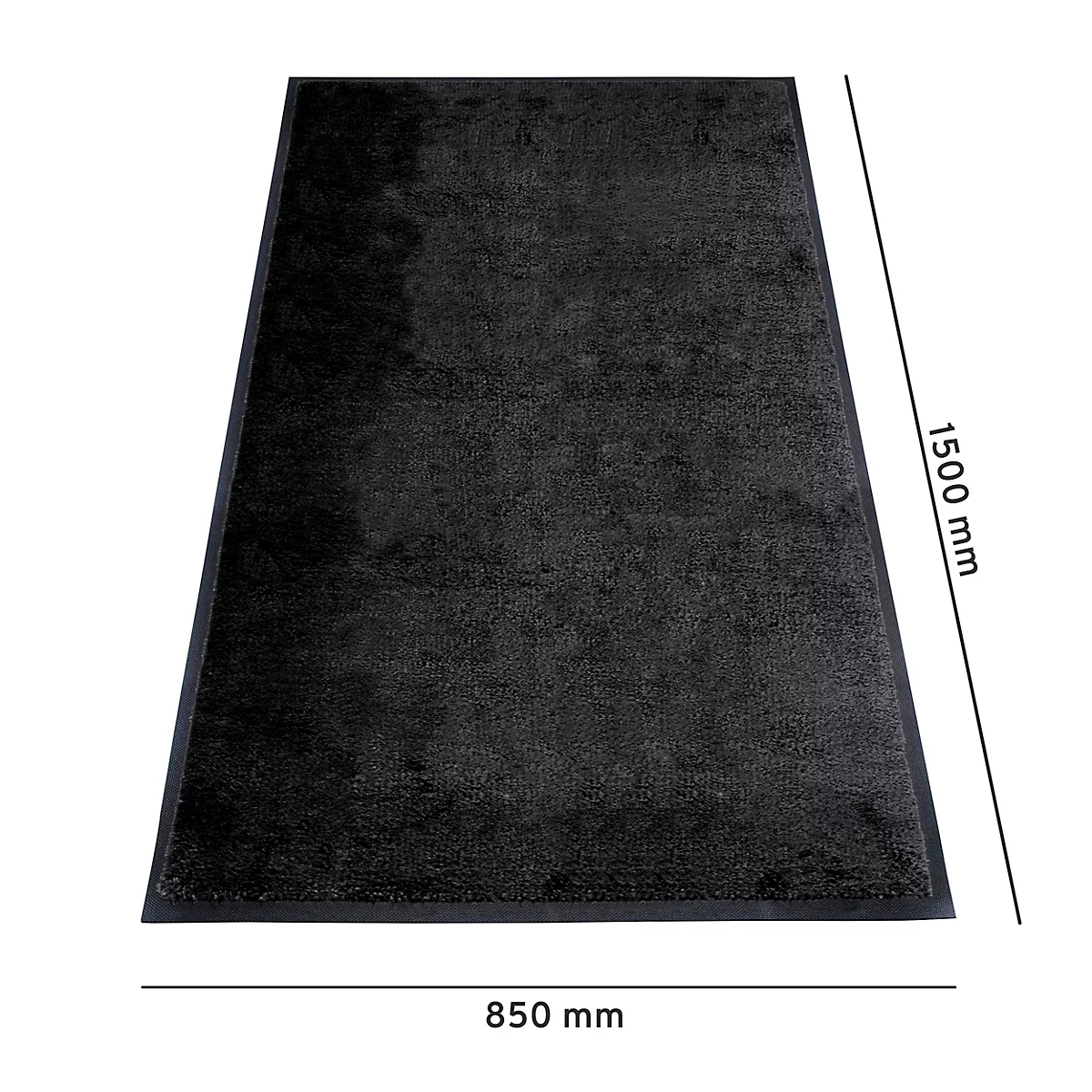 Schmutzfangmatte miltex Eazycare Style, eckig, antistatisch, UV-beständig, waschbar, High-Twist-Nylon & Niltrilgummi, 850 x 1500 mm, tiefschwarz