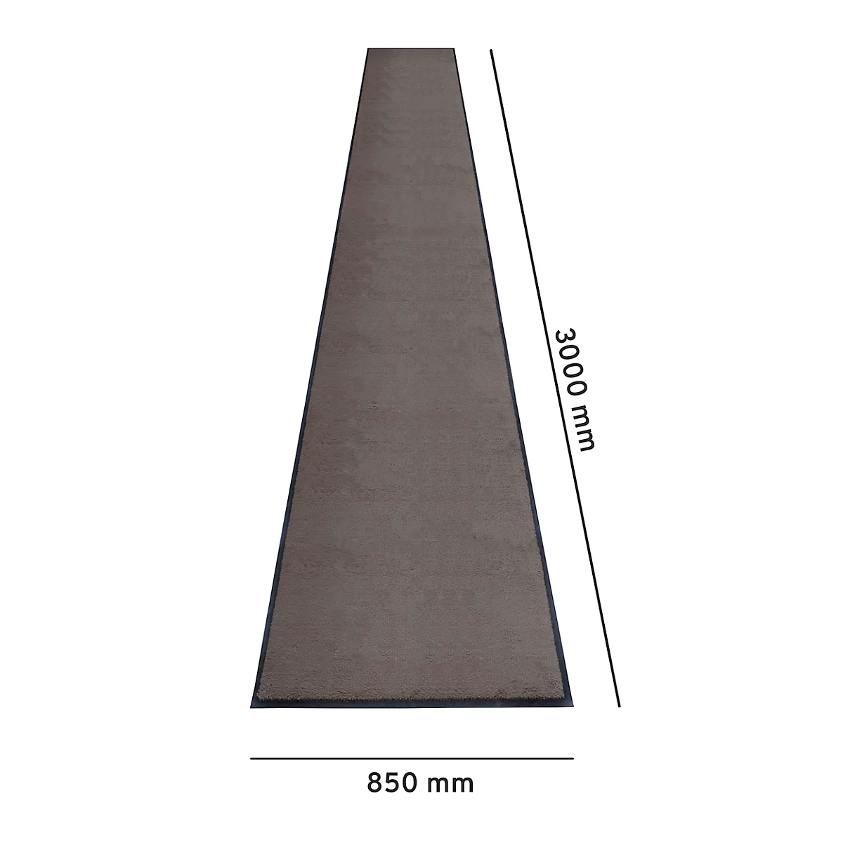 Schmutzfangmatte miltex Eazycare Style, eckig, antistatisch, UV-beständig, waschbar, High-Twist-Nylon & Niltrilgummi, 850 x 3000 mm, graubraun