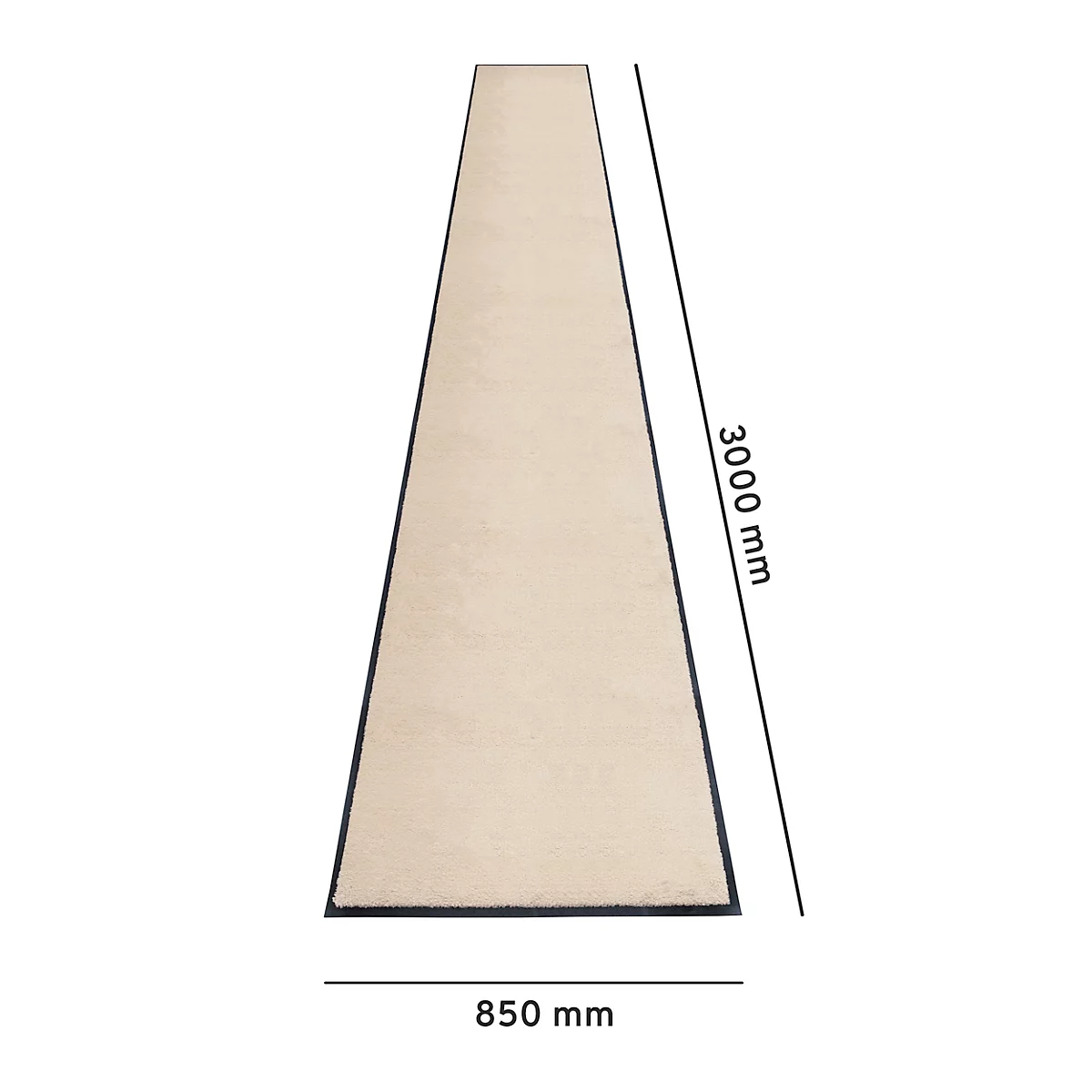 Schmutzfangmatte miltex Eazycare Style, eckig, antistatisch, UV-beständig, waschbar, High-Twist-Nylon & Niltrilgummi, 850 x 3000 mm, hellelfenbein