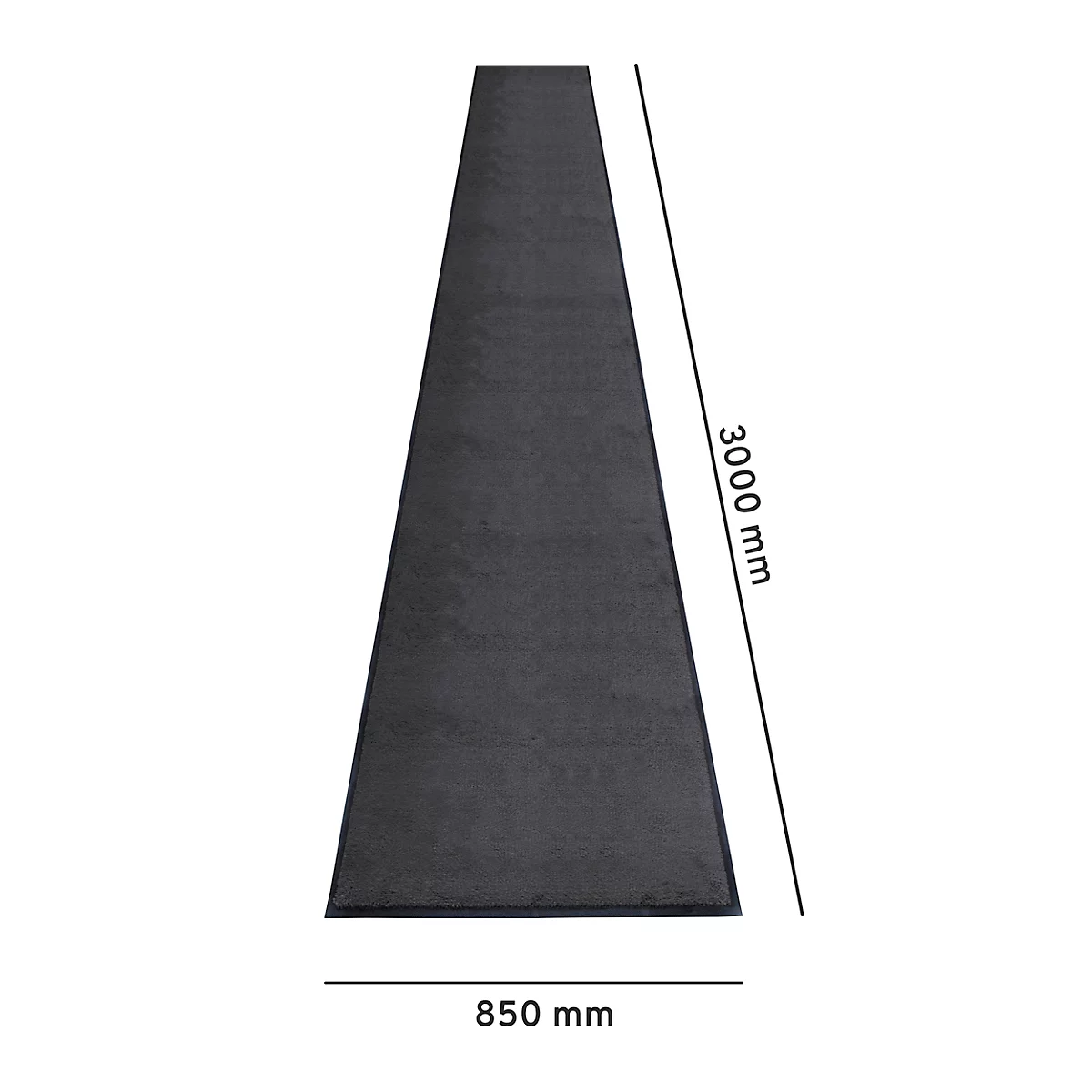 Schmutzfangmatte miltex Eazycare Style, eckig, antistatisch, UV-beständig, waschbar, High-Twist-Nylon & Niltrilgummi, 850 x 3000 mm, schwarzgrau