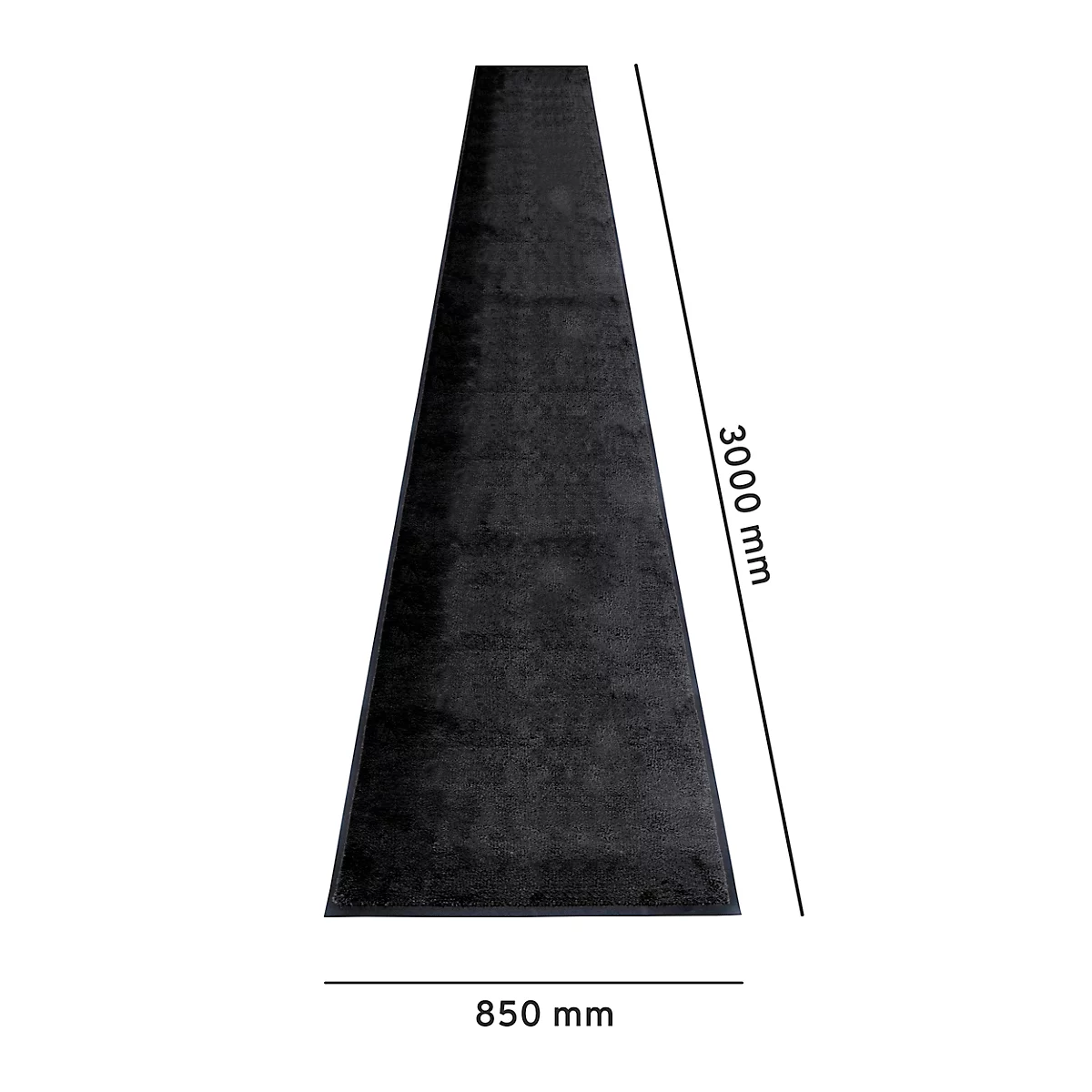 Schmutzfangmatte miltex Eazycare Style, eckig, antistatisch, UV-beständig, waschbar, High-Twist-Nylon & Niltrilgummi, 850 x 3000 mm, tiefschwarz