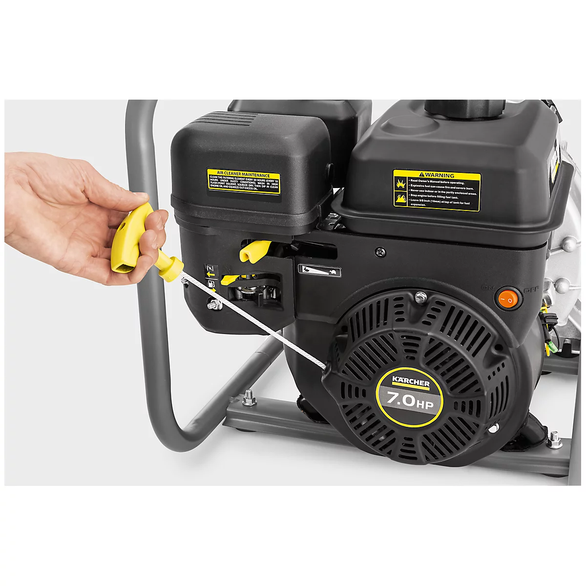 Schmutzwasserpumpe Kärcher WWP 45, Abpumpleistung bis zu 45 m3/h, Benzinmotor, 3,6 Liter Tank, L 629 x B 425 x H 445 mm