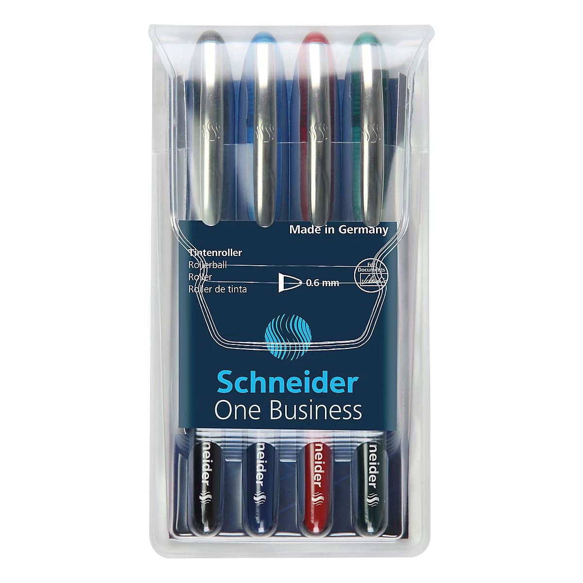 Schneider Tintenroller One Business, farbsortiert im 4er Etui
