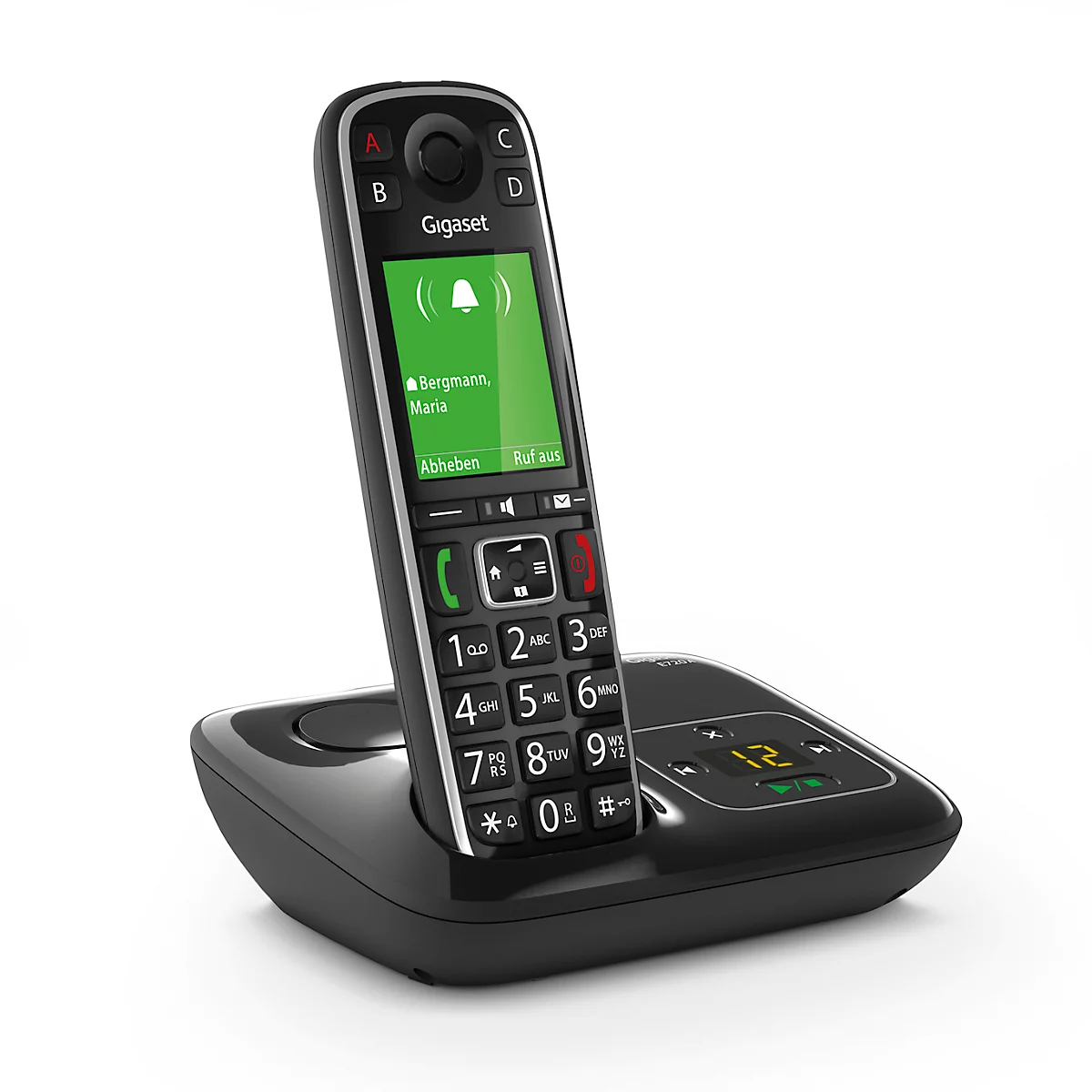 Schnurloses Telefon Gigaset E720A, analog &amp;amp; Bluetooth, Anrufbeantworter, Telefonbuch, 2,2″ Farbdisplay, Reichweite bis 50/300 m, Sprechzeit bis 14 h, schwarz