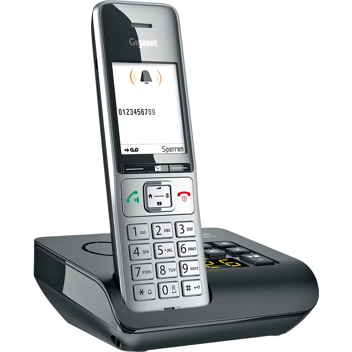 Schnurlostelefon Gigaset Comfort 500A, Anrufbeantworter, Freisprechfunktion, hörgerätekompatibel, schwarz